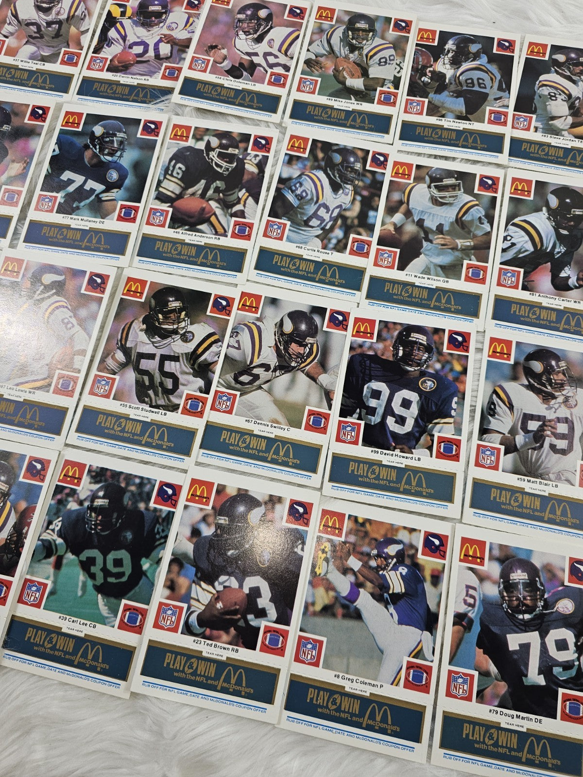 1986 - McDonald's Cards NFL Minnesota Vikings (24) Blue Tab Unscratched MINT