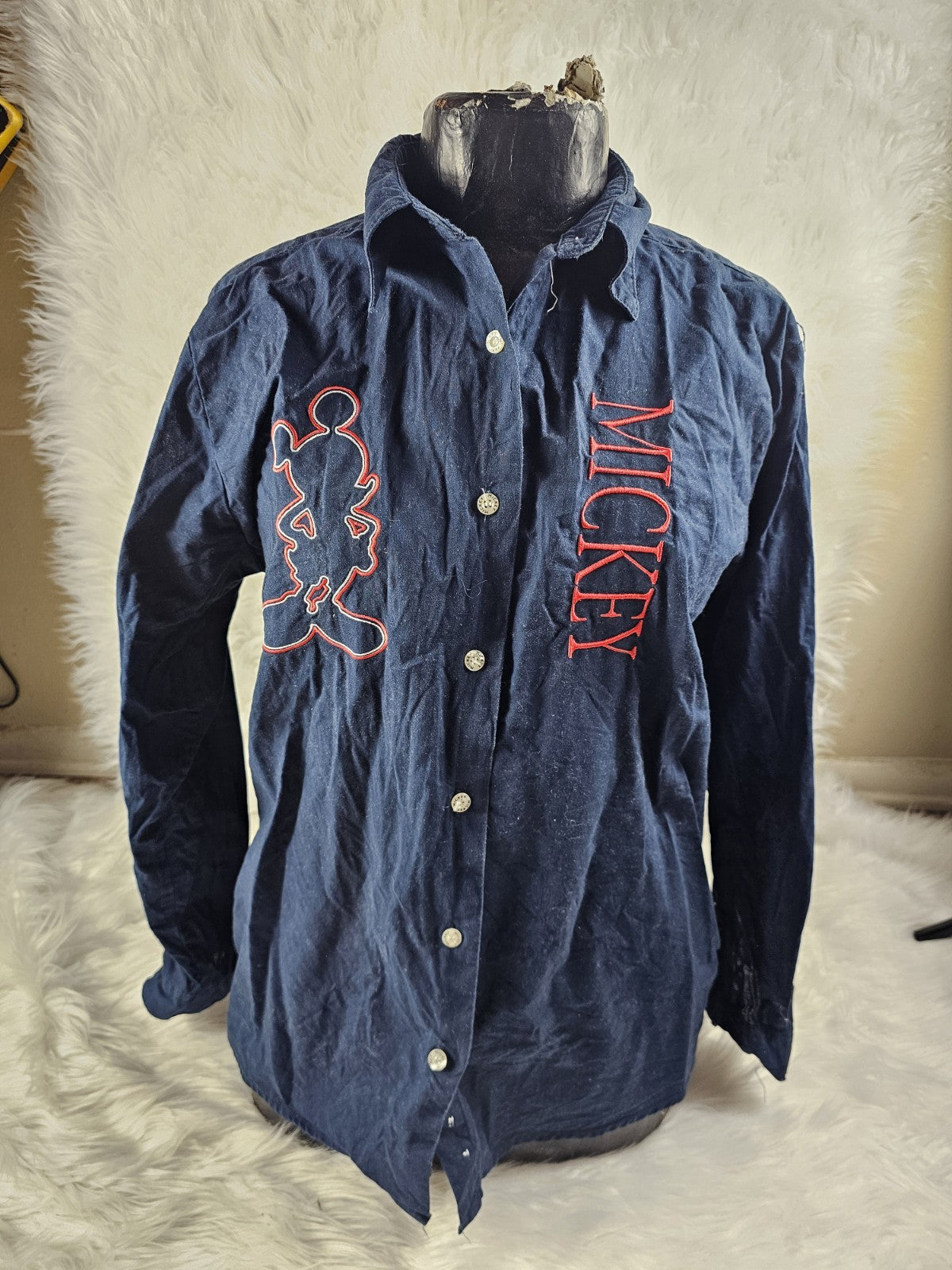 Vintage - Disney Mickey Unlimited by Jerry Leigh Appliqué Varsity Button Up