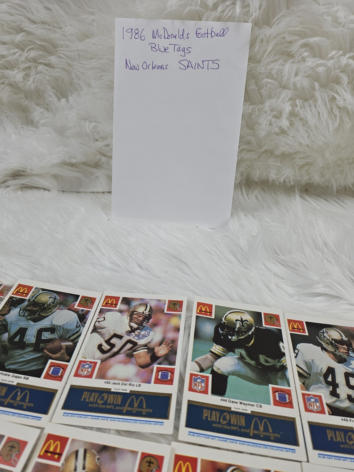 1986 - McDonald's Cards NFL New Orleans Saints (24) Blue Tab Unscratched MINT