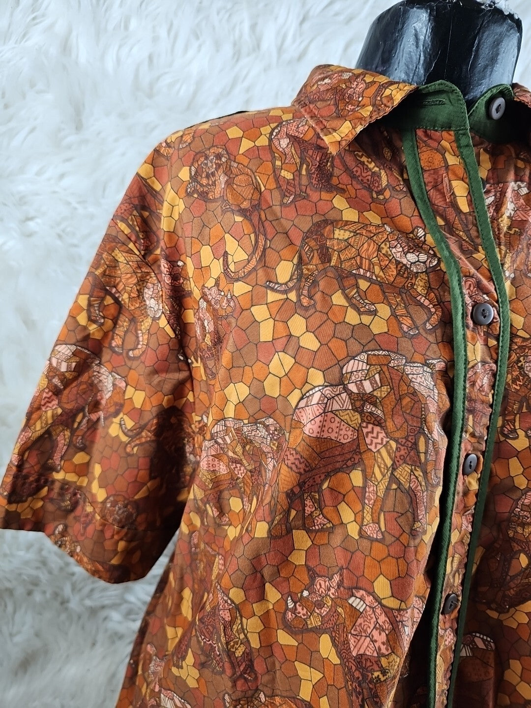 Rare Disney Cast Member Animal Kingdom All Over Safari Print Uniform Shirt XL