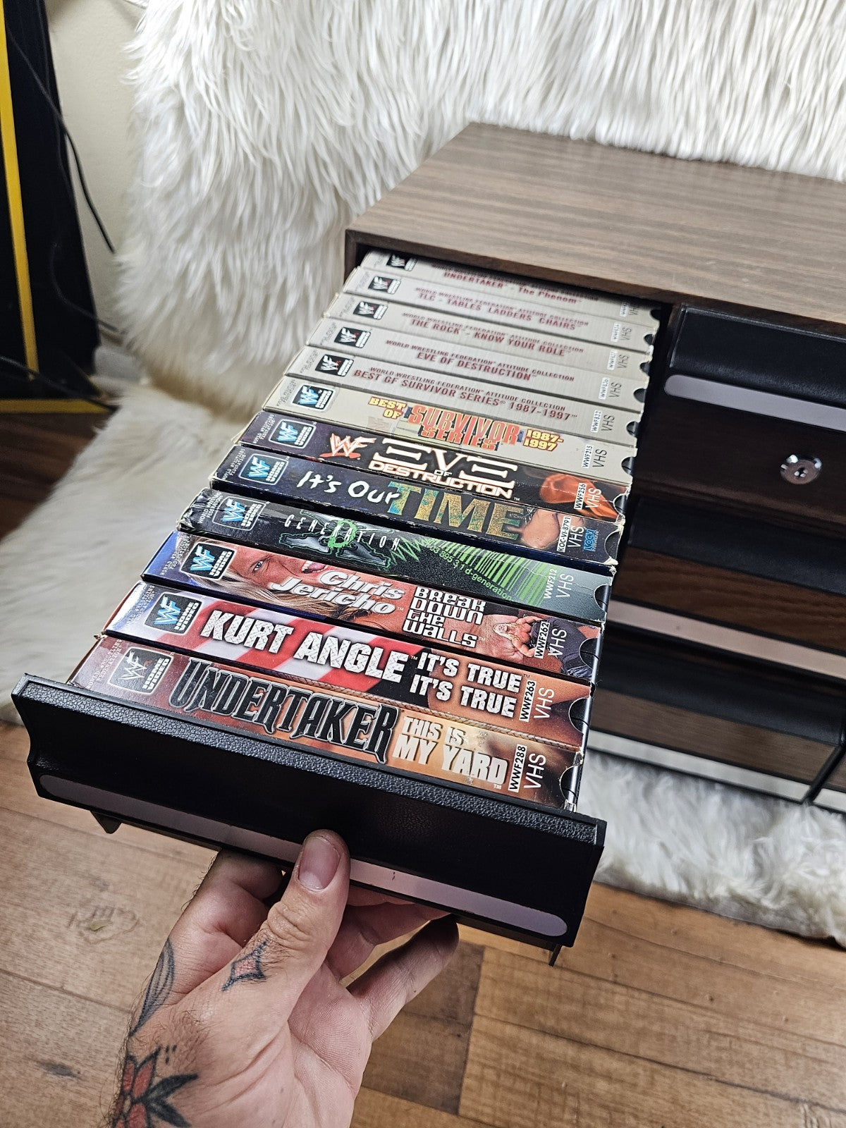 Vintage - 110 Wrestling WCW/WWF Vintage VHS Tapes, The Rock& Stone Cold - RARE
