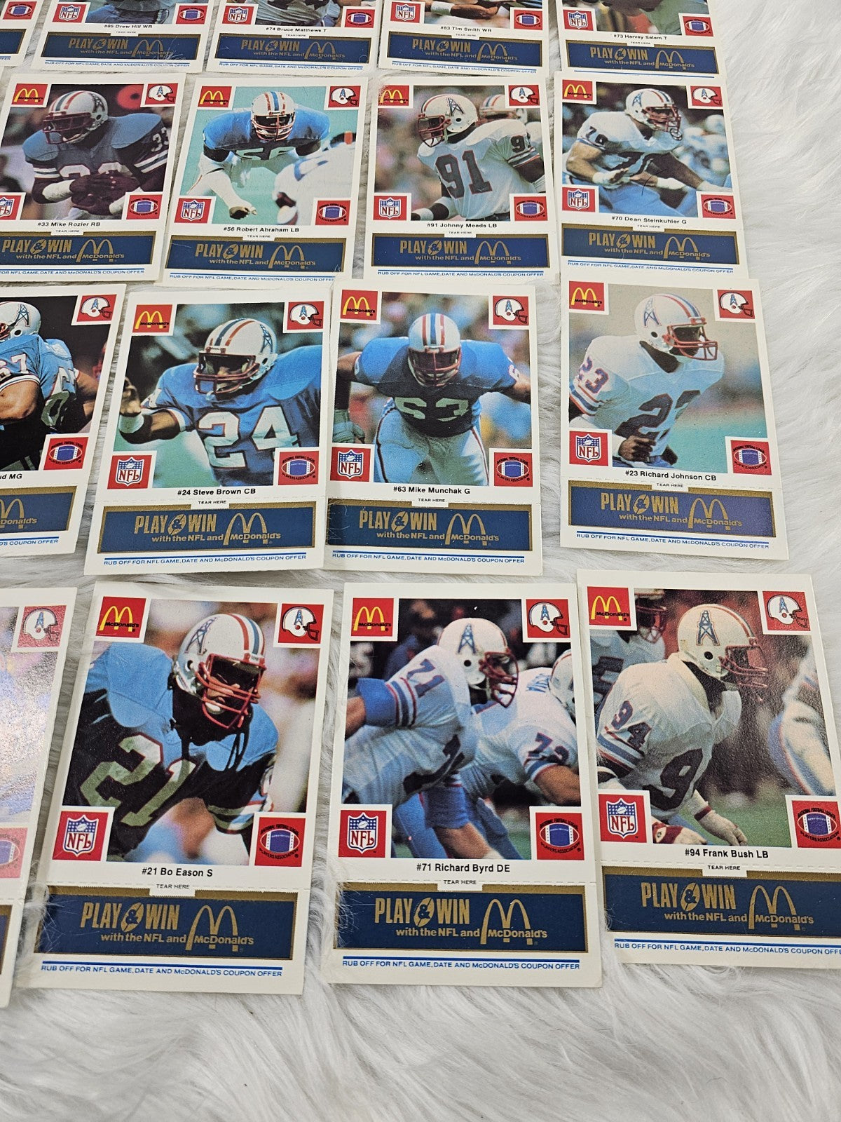 1986 - McDonald's Cards NFL Houstan Oilers (24) Blue Tab Unscratched MINT