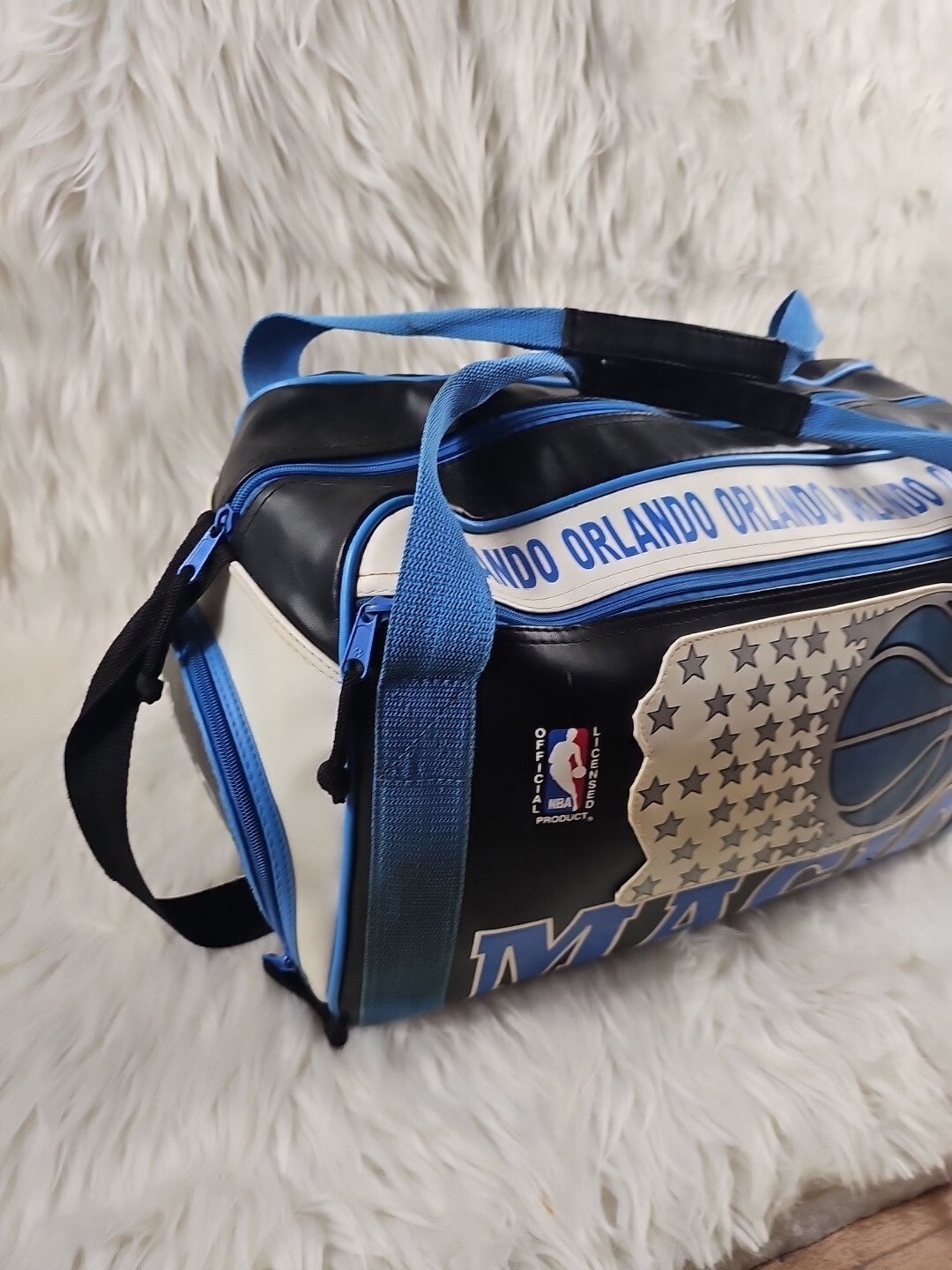 2000's - NBA Orlando Magic Leather Duffel Travel Bag Vintage Officially Licensed