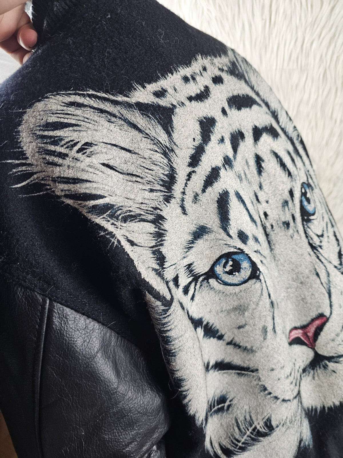 1990s - Steer Brand Tiger Varsity Jacket, Medium Black