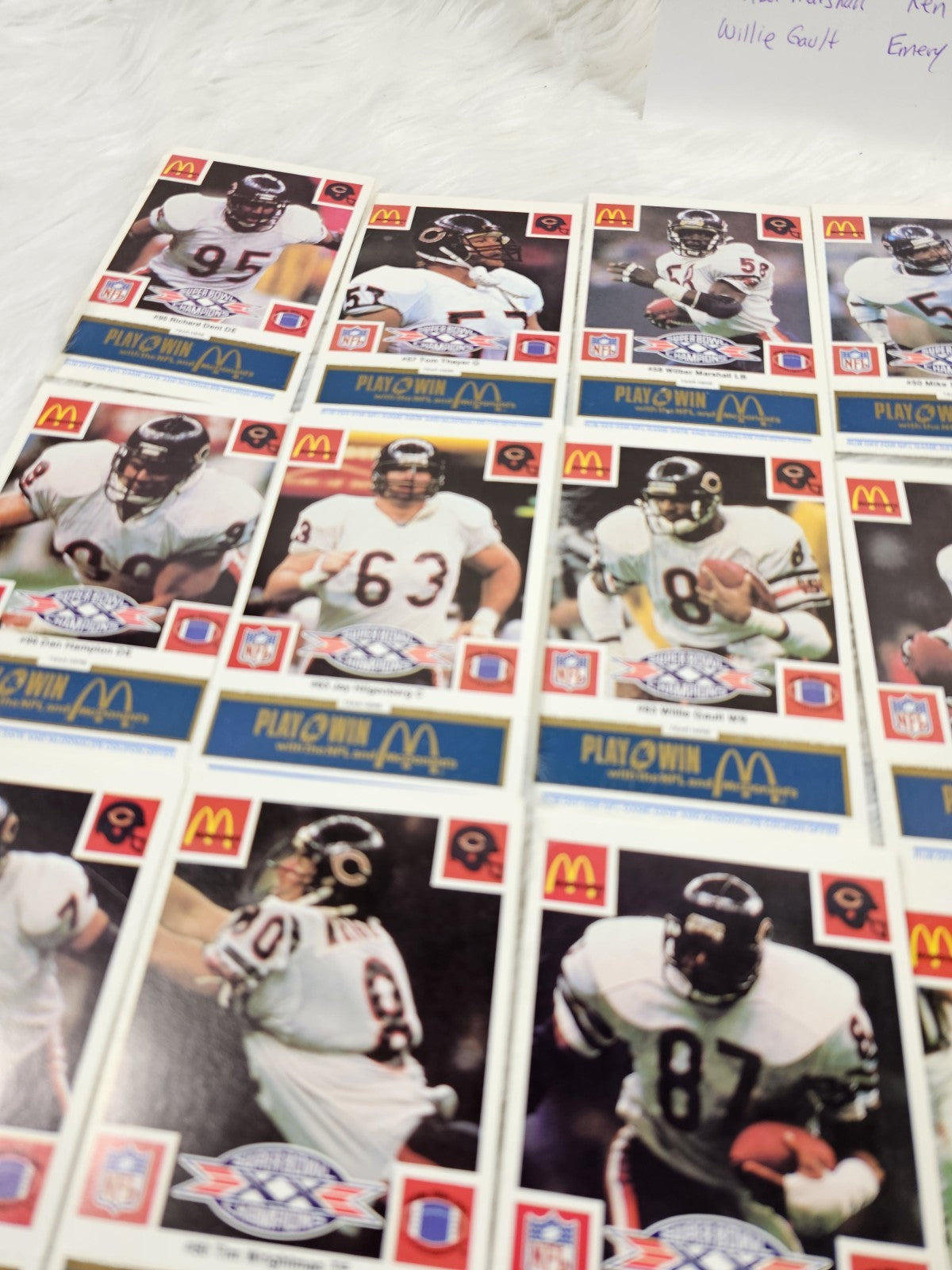 1986 - McDonald's Cards Cards NFL Chicago Bears Superbowl (24) Blue Tab Unscratched MINT