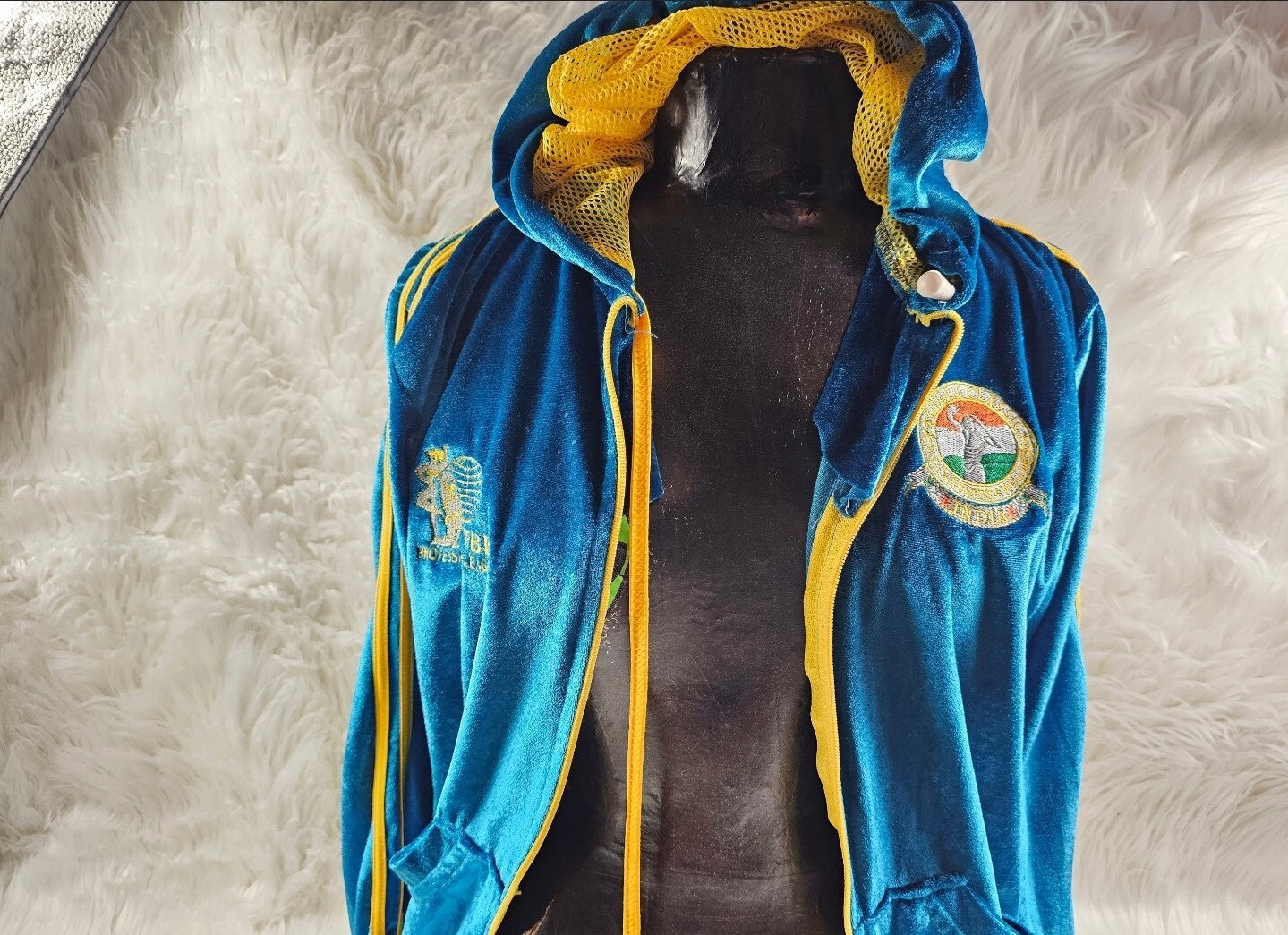 Vintage Rare IFBB Sheru Classics Jacket Mens India Small Track Fitness Blue