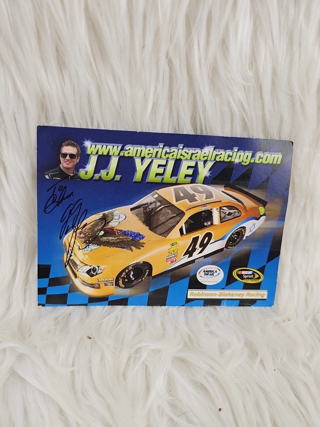 Autograph 2007 J.J. Yeley America Isreali Racing Auto Signed Action NASCAR Photo