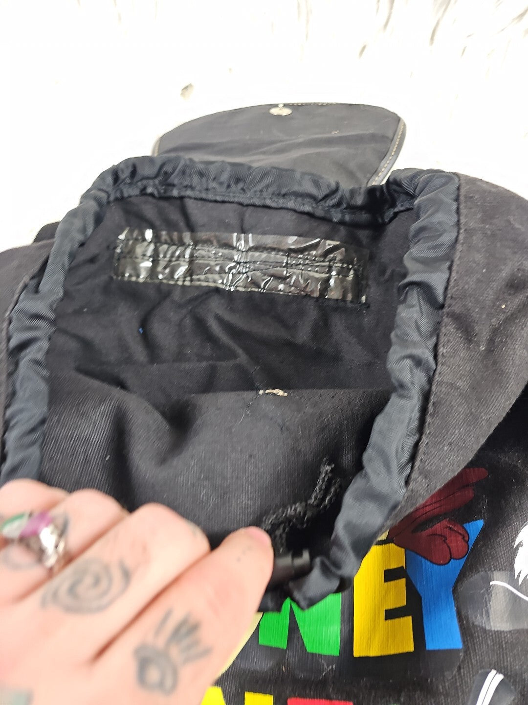 Vintage Looney Tunes WB Backpack Bag Black 90s y2K All Characters Toon Squad