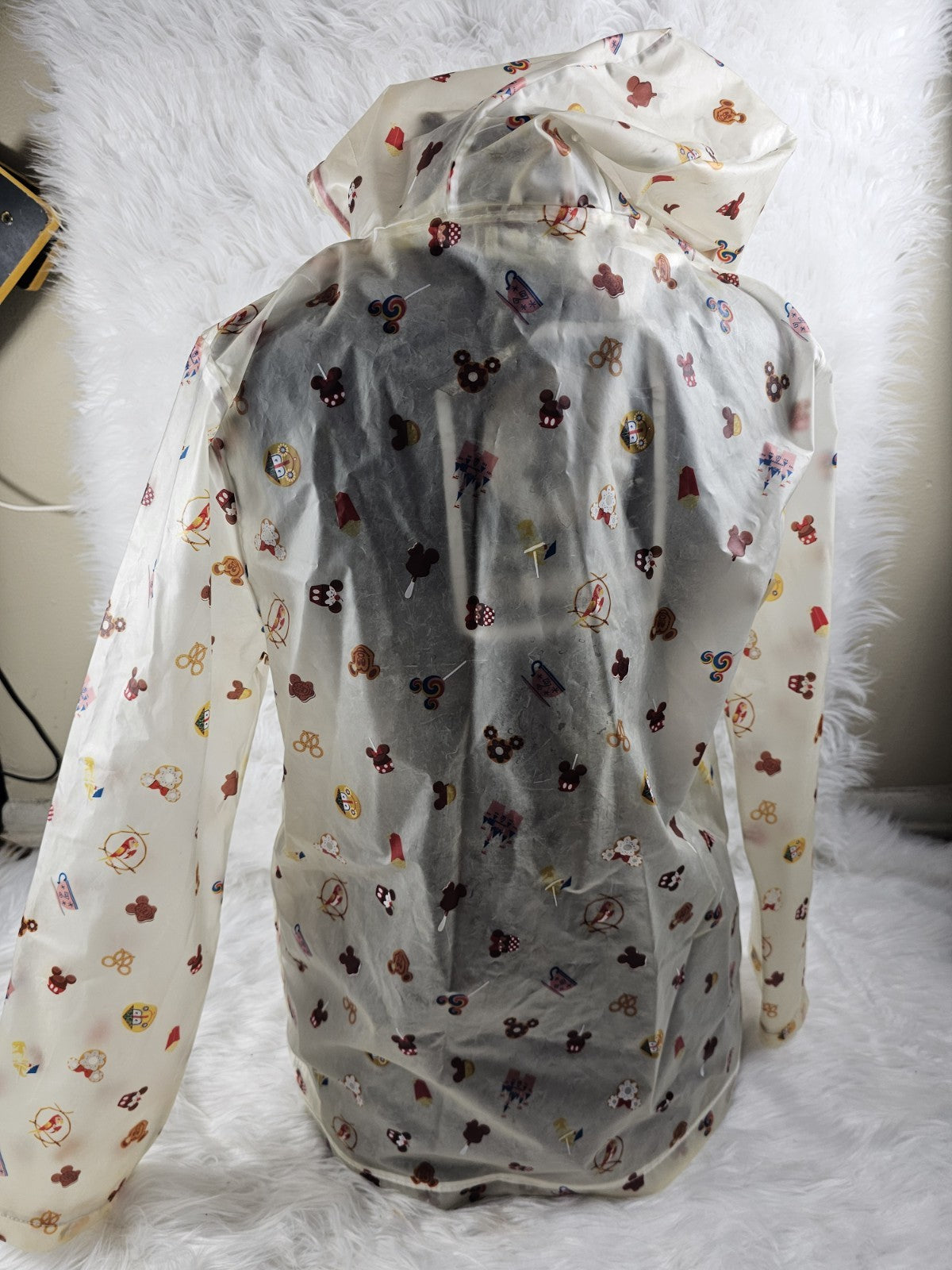 Disney Parks Raincoat Jacket Size Medium Mickey Mouse Snack Treats Hood Zip