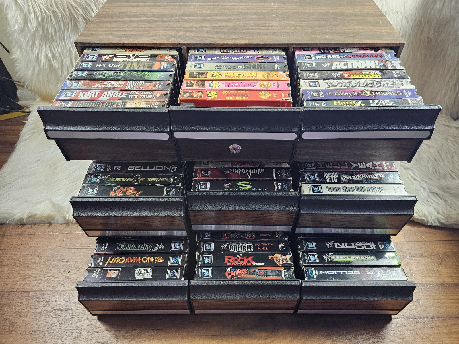 Vintage - 110 Wrestling WCW/WWF Vintage VHS Tapes, The Rock& Stone Cold - RARE
