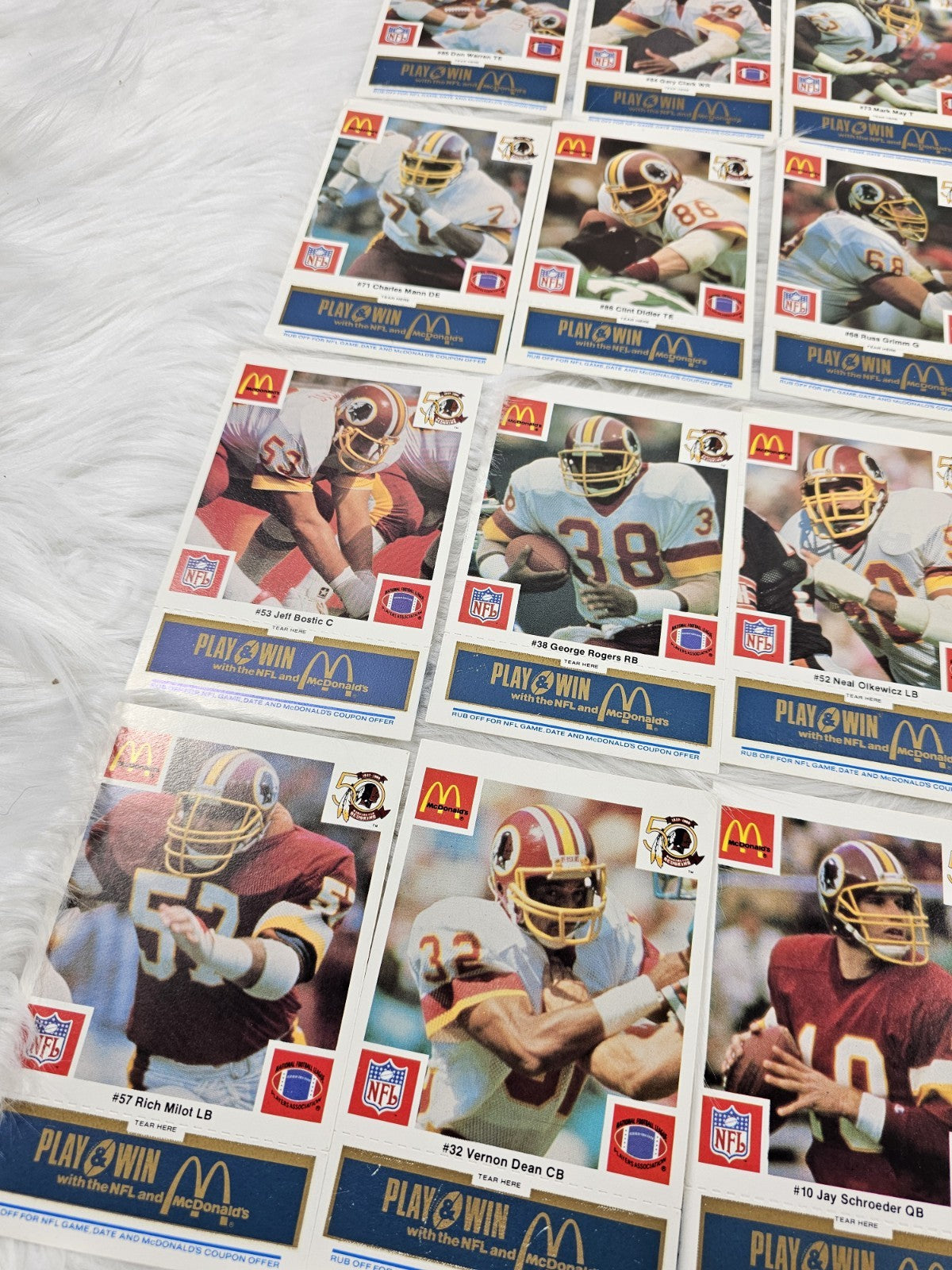 1986 Vtg McDonalds Cards NFL Washington Redskins (24) Blue Tab Unscratched MINT