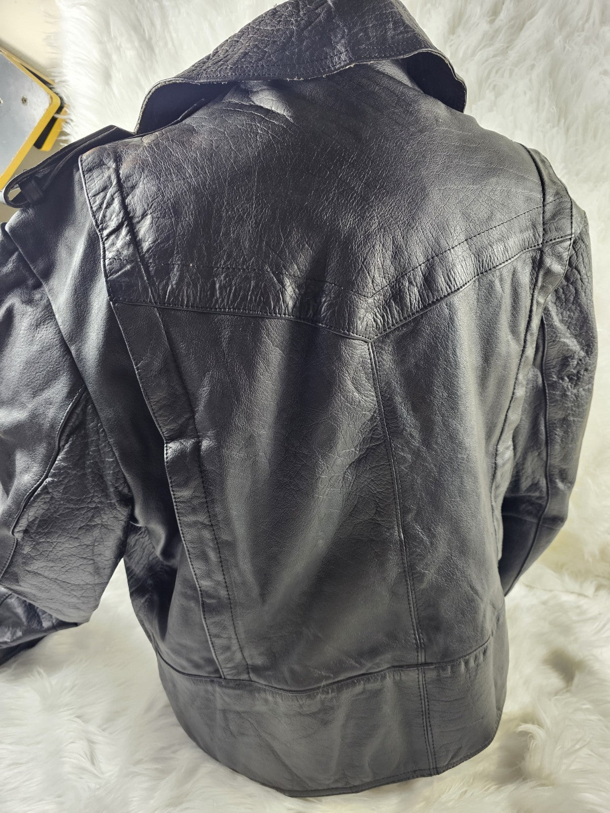 Rare Vintage Gadabout Men's Black Leather Motorcycle/Biker Jacket Size 52 NYPD