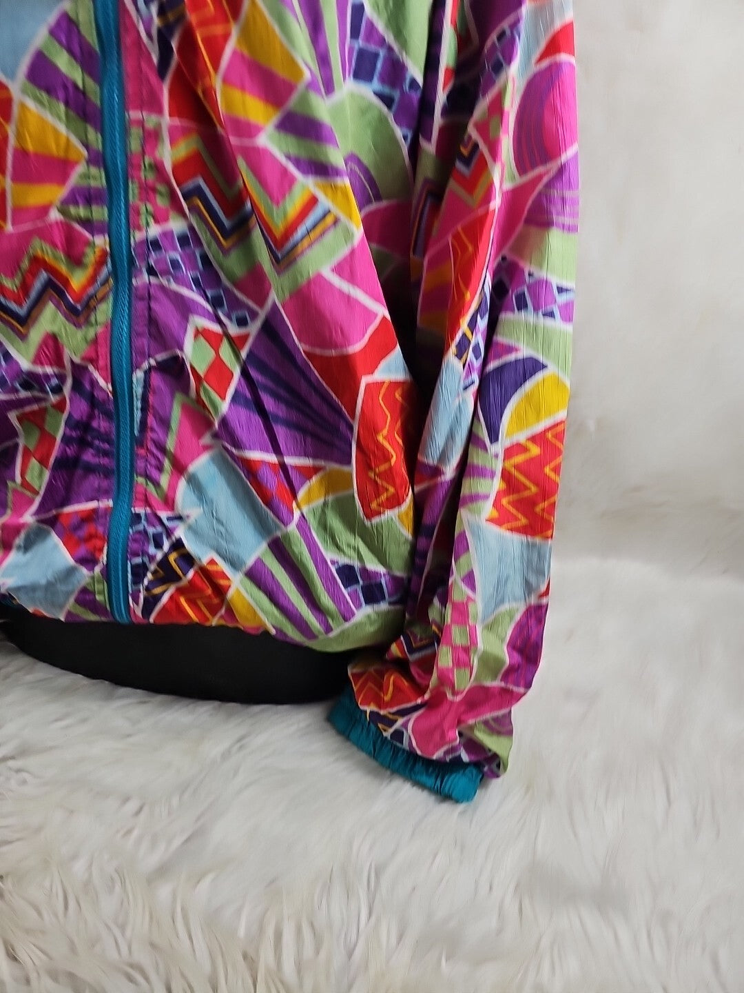 1990s - Reverseable Casual Isle Funky Colorful Windbreaker Jacket, Large