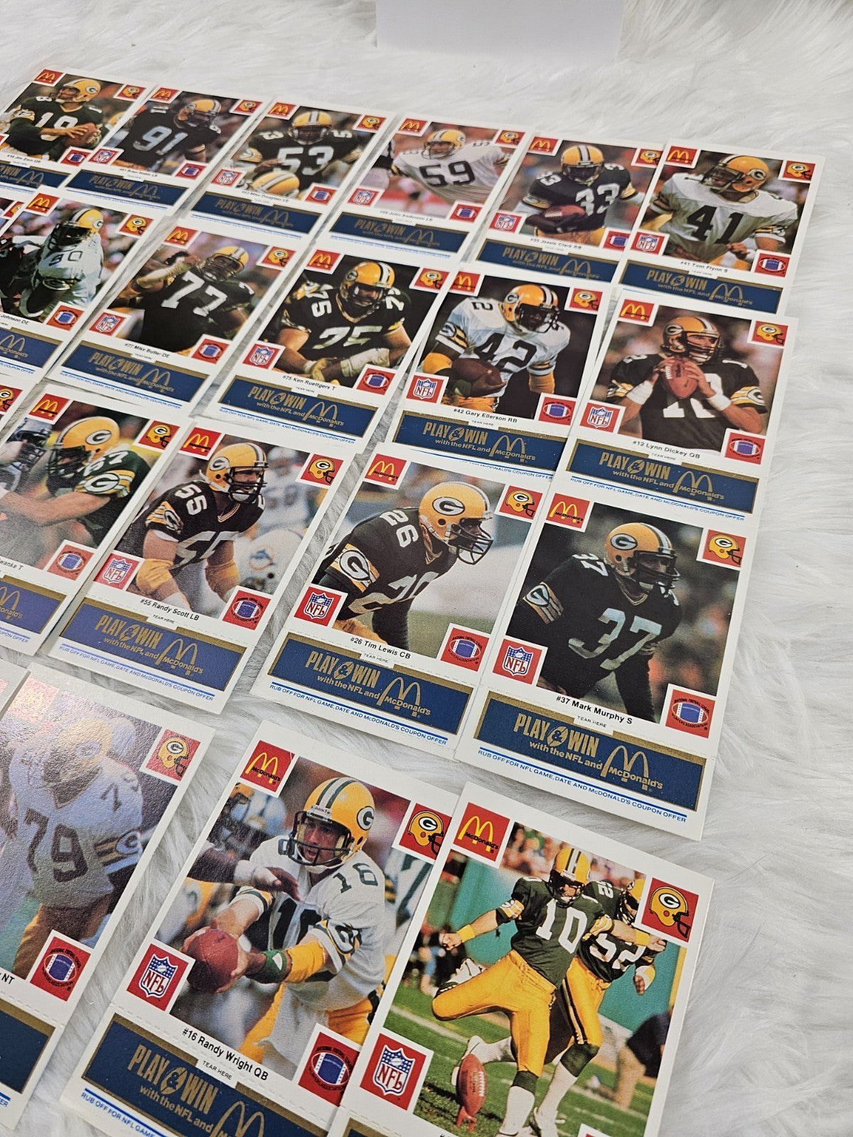 1986 - McDonald's Cards NFL Green Bay Packers Set (24) Blue Tab Unscratched MINT
