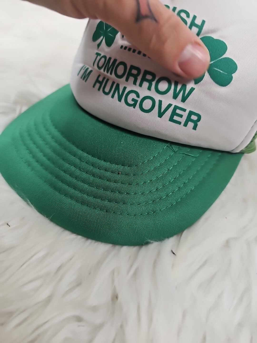 VINTAGE Green St Patrick's Day Today I'm Irish Tomorrow Hungover Trucker Hat