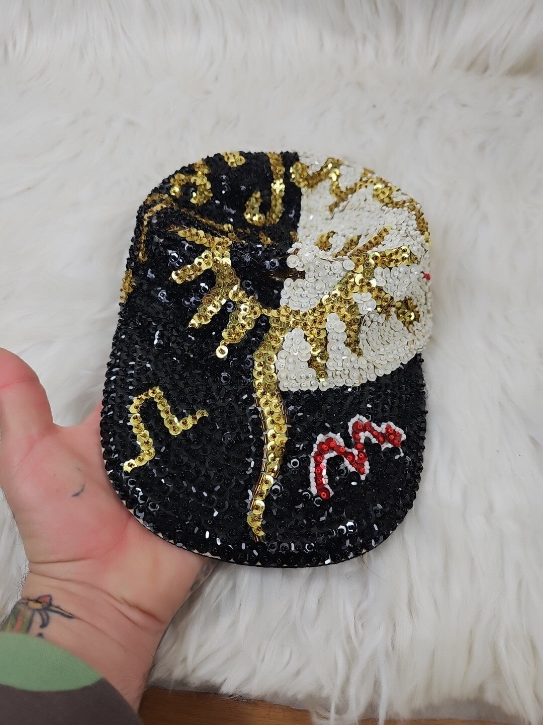 80/90s - Funky Sun/Moon Sequin Sparkle Hat, Unisex