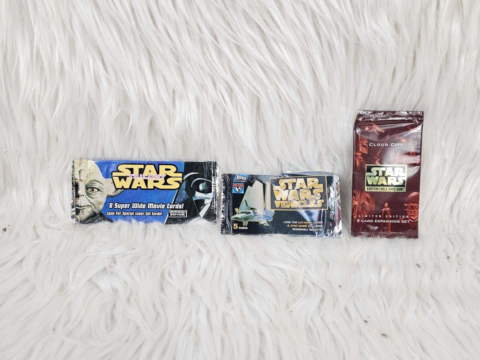 3 Vintage STAR WARS Topps VEHICLES 5 Movie Trading Cards
