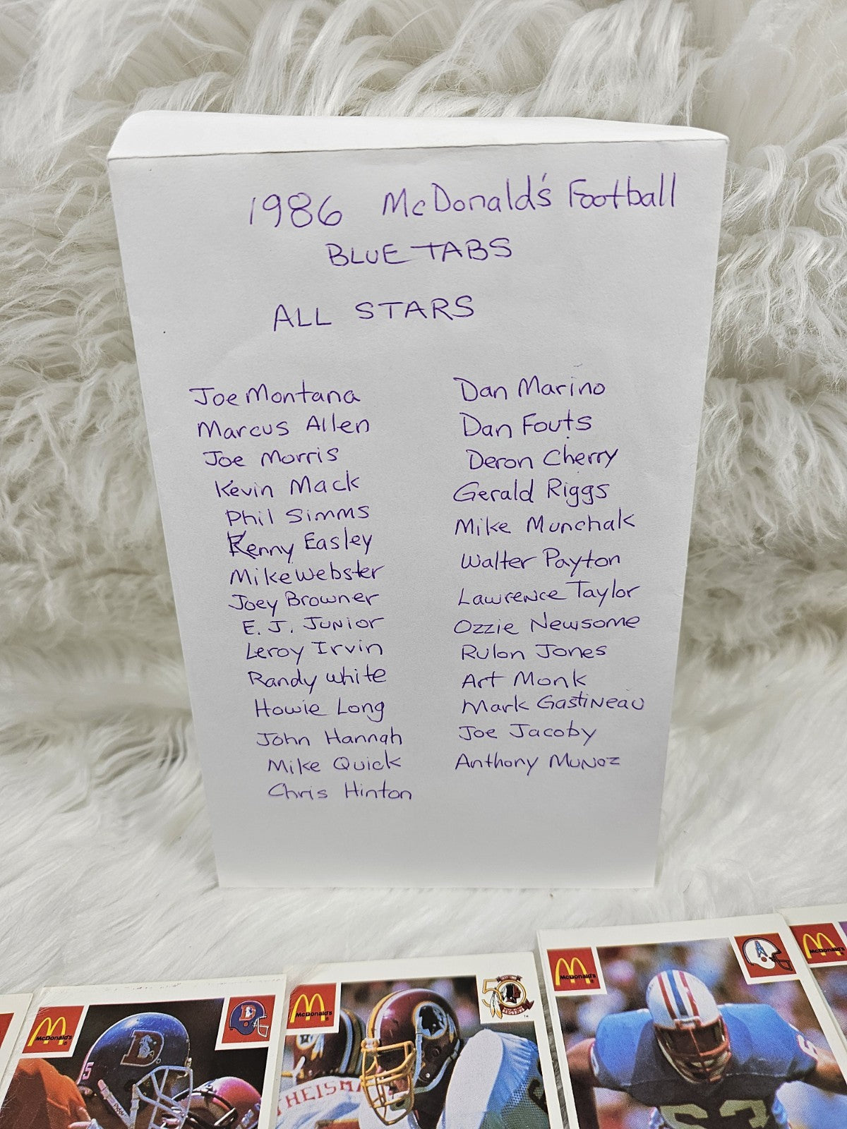 1986 - McDonald's Cards NFL All Star Team (24) Blue Tab Unscratched MINT