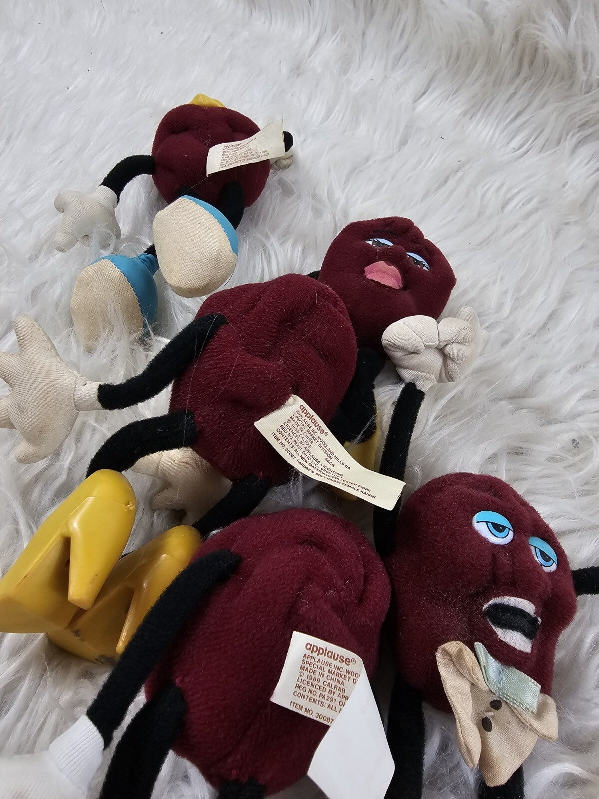 1988 - California Raisins Bundle:  Velvet Posable Figure Purple 6in Dolls