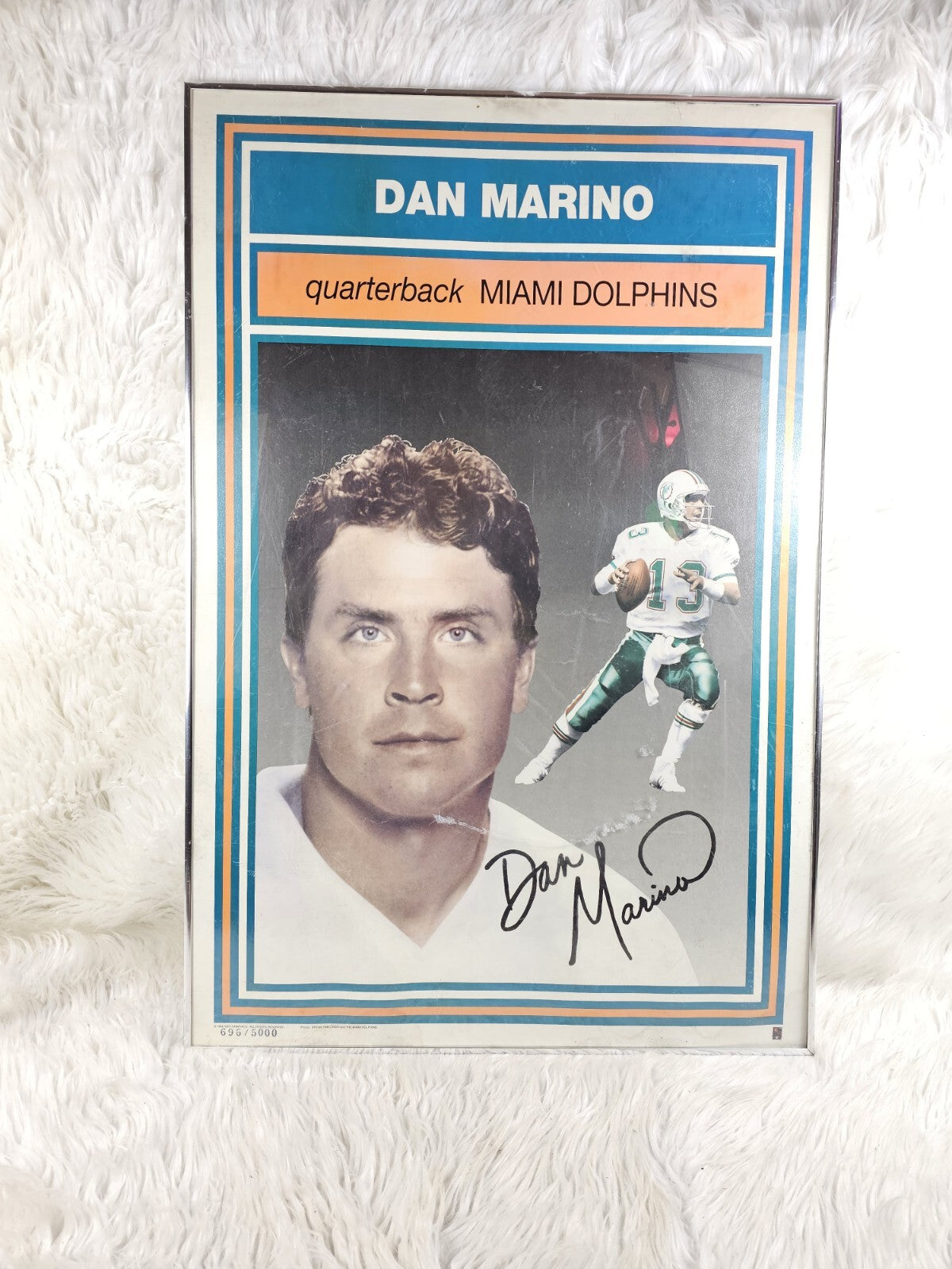 Super Rare Dan Marino Signed Framed 36 x 24in Miami Dolphins Photo 696/5000