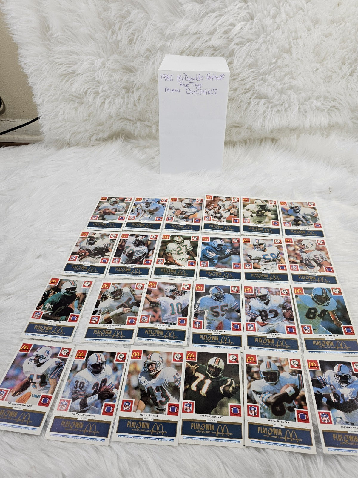 1986 - McDonald's Cards NFL Miami Dolphins (24) Blue Tab Unscratched MINT