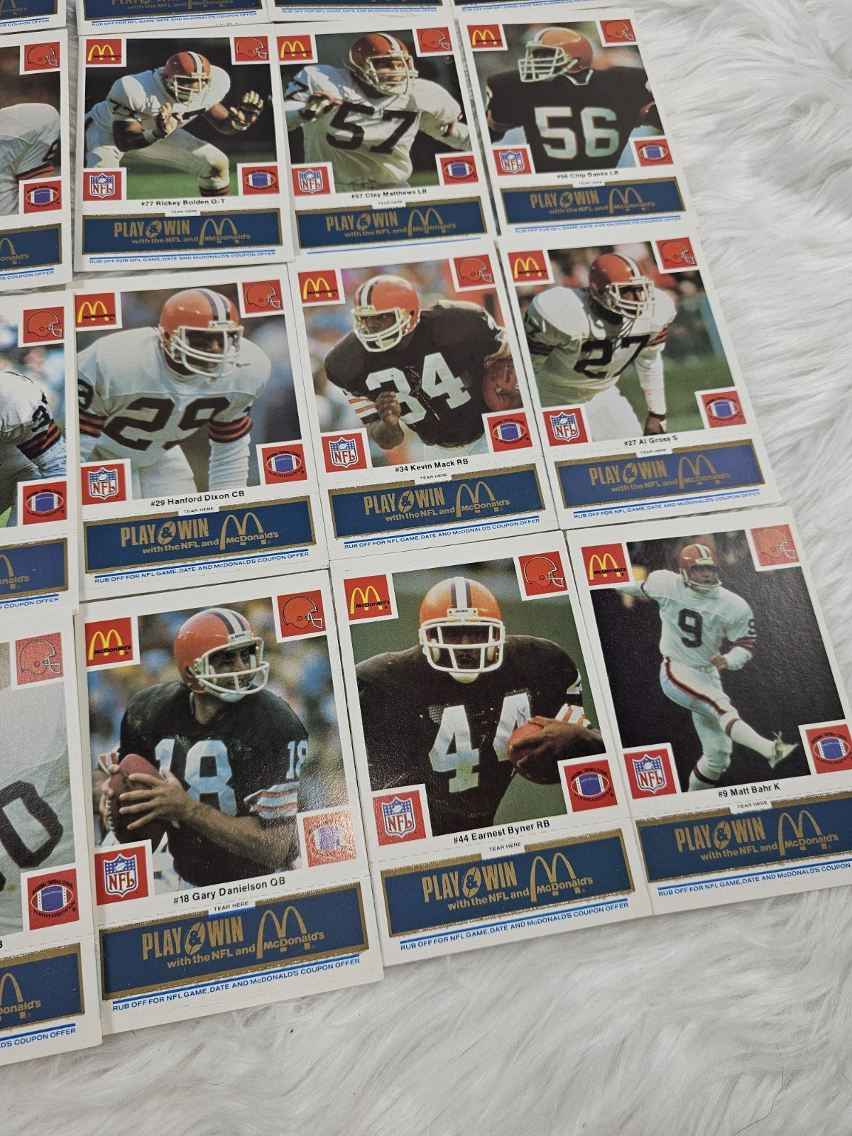 1986 - McDonald's Cards NFL Cleveland Browns 24 Blue Tab Unscratched MINT