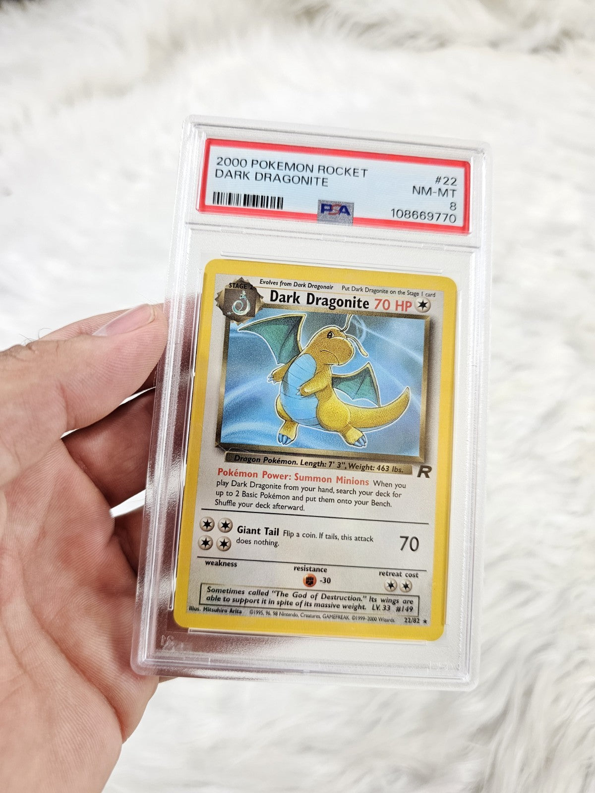 2000 Pokemon Team Rocket Dark Dragonite Non-Holo 22/130 - PSA 8