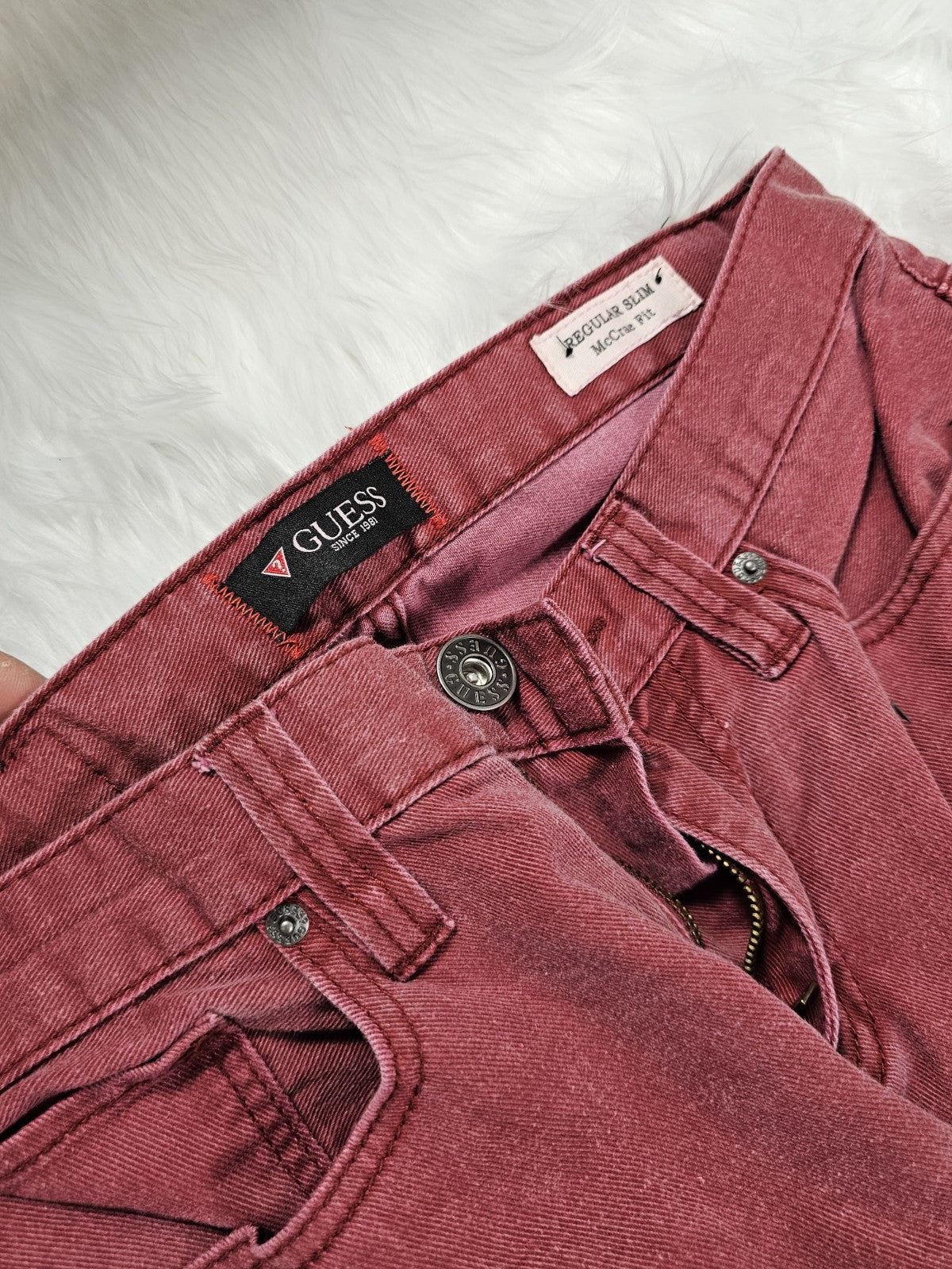 Y2K - Guess Washed Red Denim Jeans Baggy Taper Size 31 USA