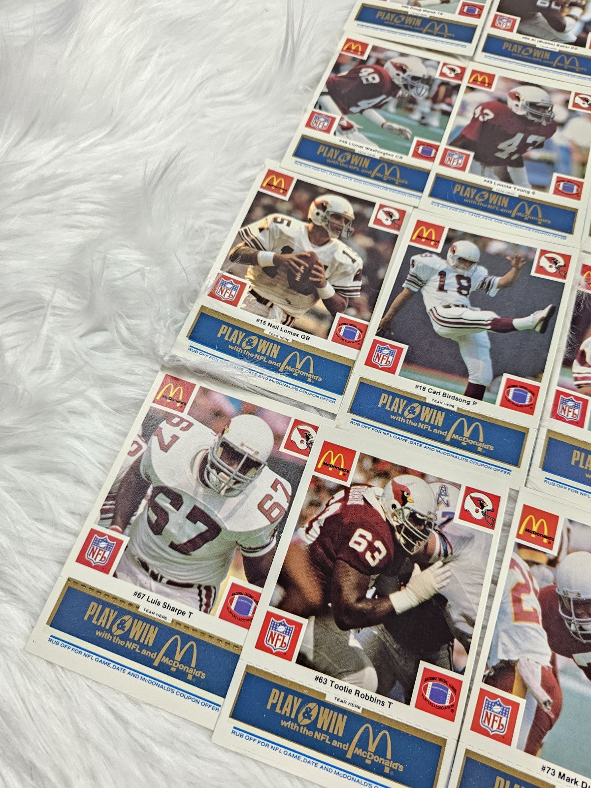 1986 - McDonald's Cards NFL Arizona Cardinals (24) Blue Tab Unscratched MINT