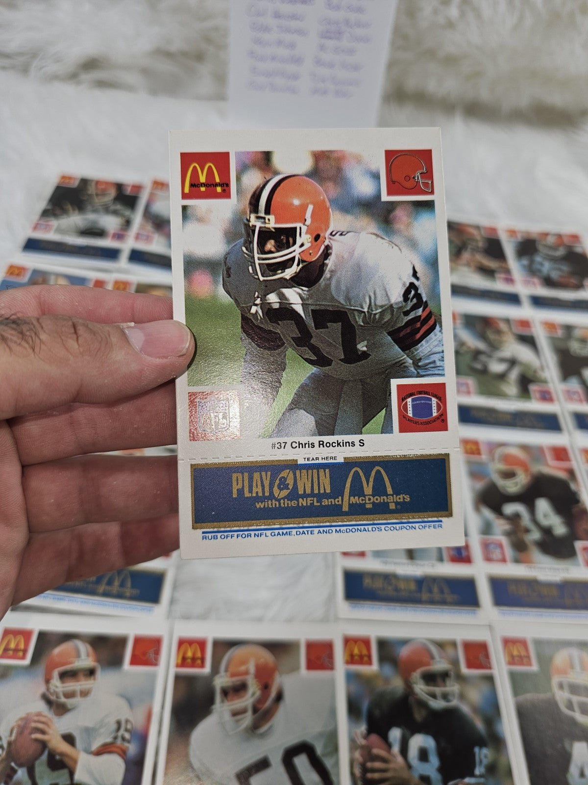 1986 - McDonald's Cards NFL Cleveland Browns 24 Blue Tab Unscratched MINT
