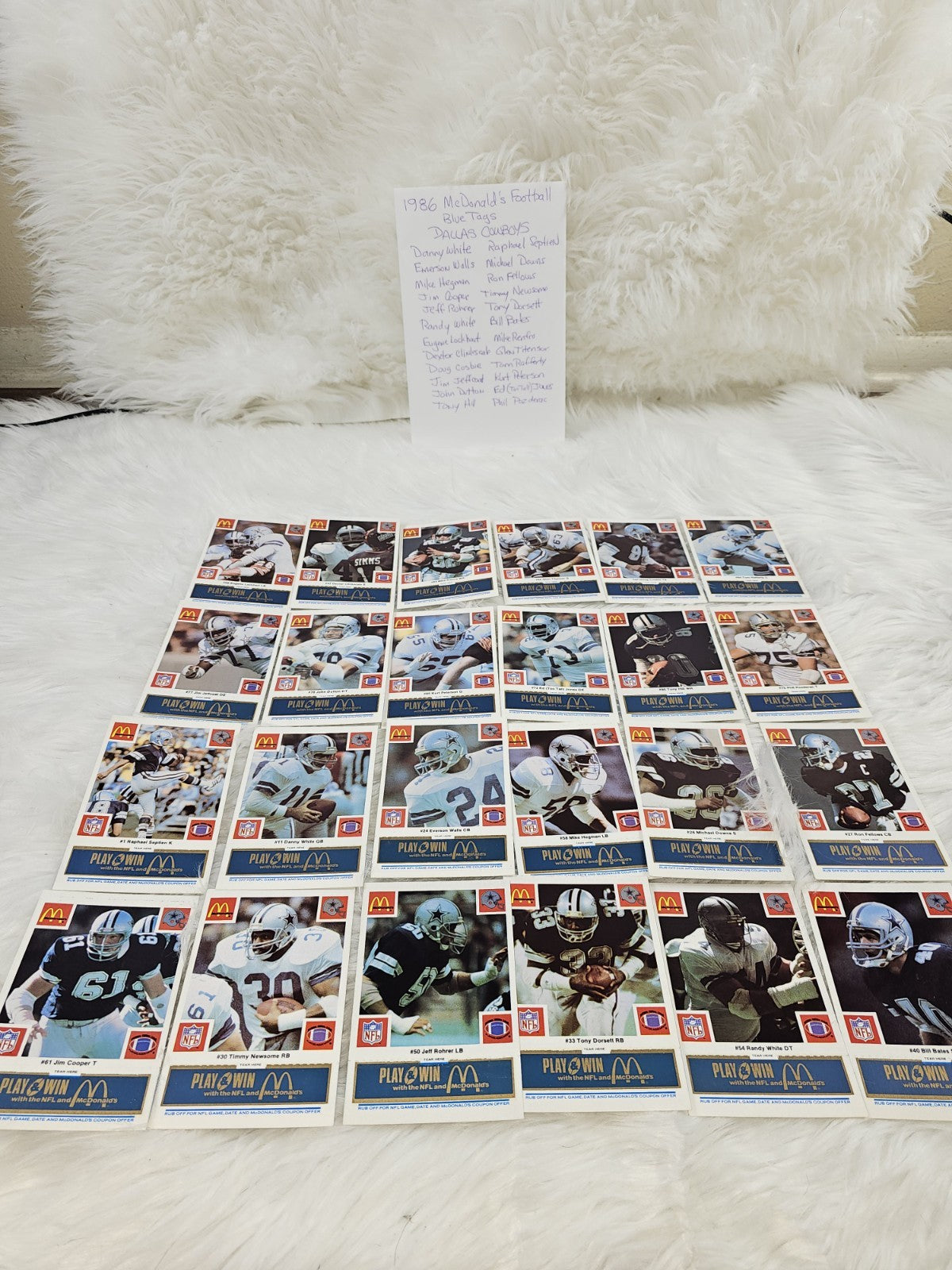 1986 - McDonald's Cards NFL Dallas Cowboys (24) Blue Tab Unscratched MINT