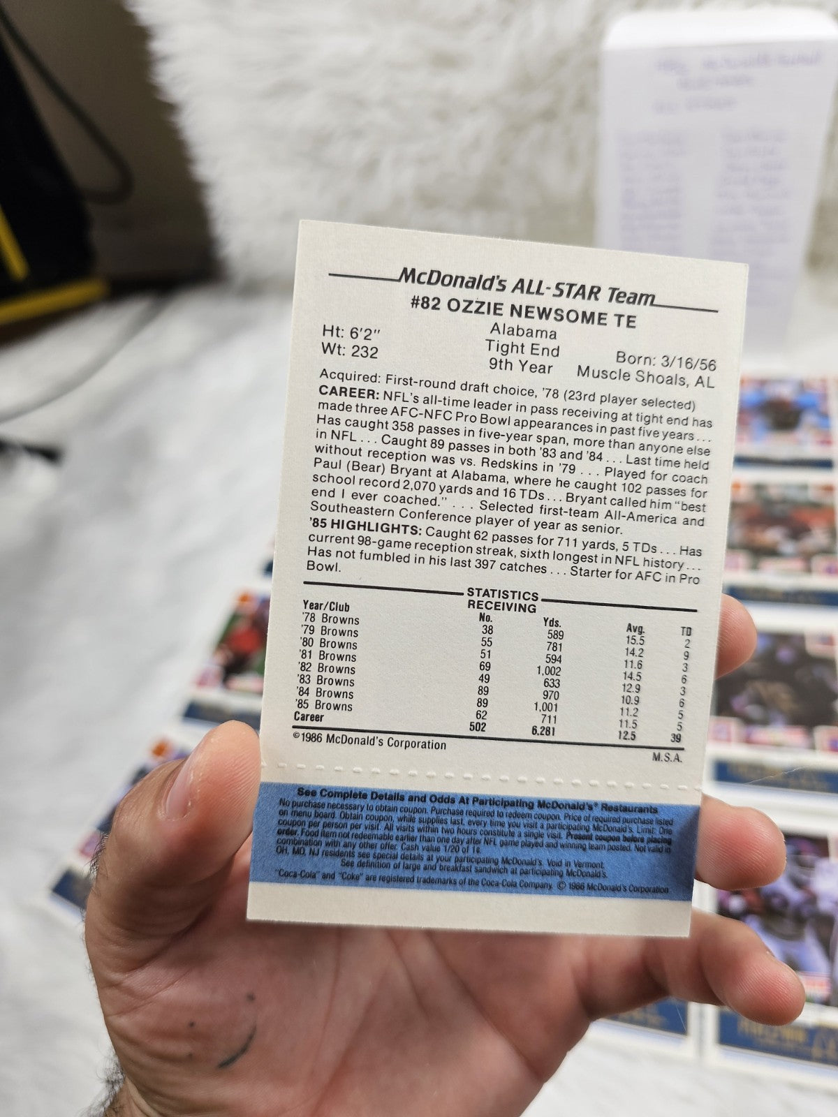 1986 - McDonald's Cards NFL All Star Team (24) Blue Tab Unscratched MINT