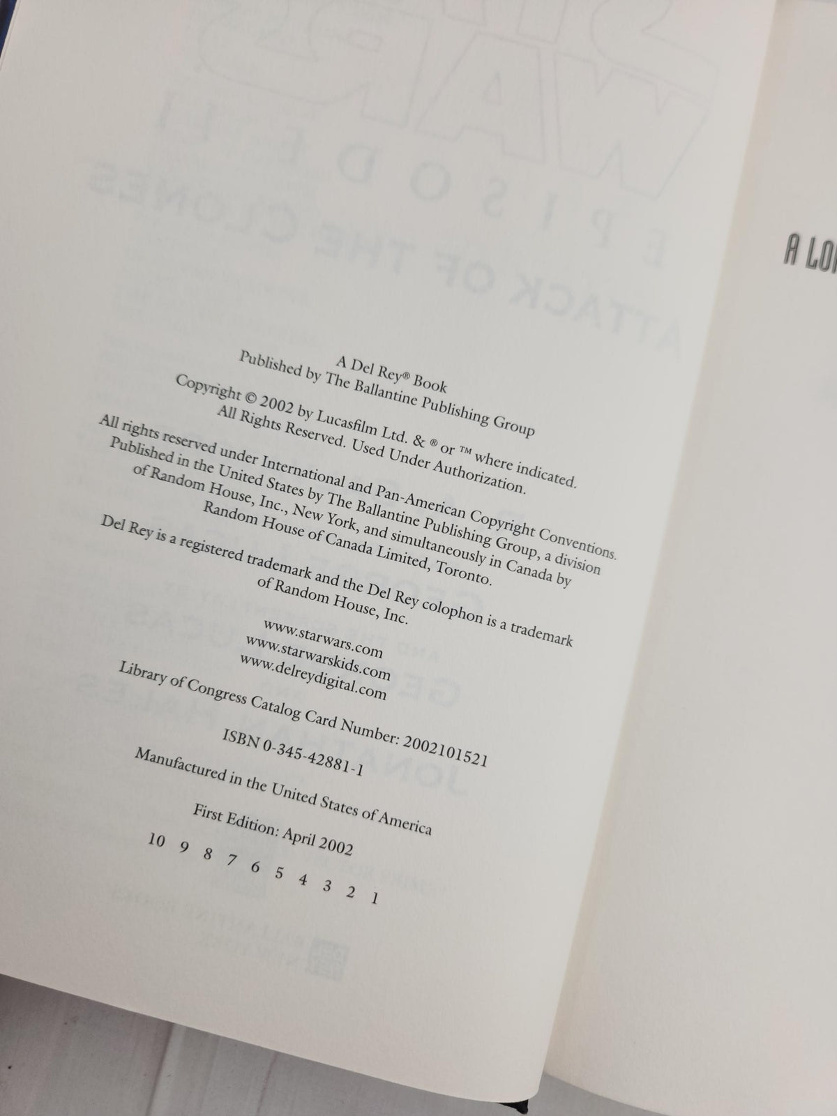 2002 – Star Wars: Episode II – Attack of the Clones by R.A. Salvatore – 1st Edition Hardcover