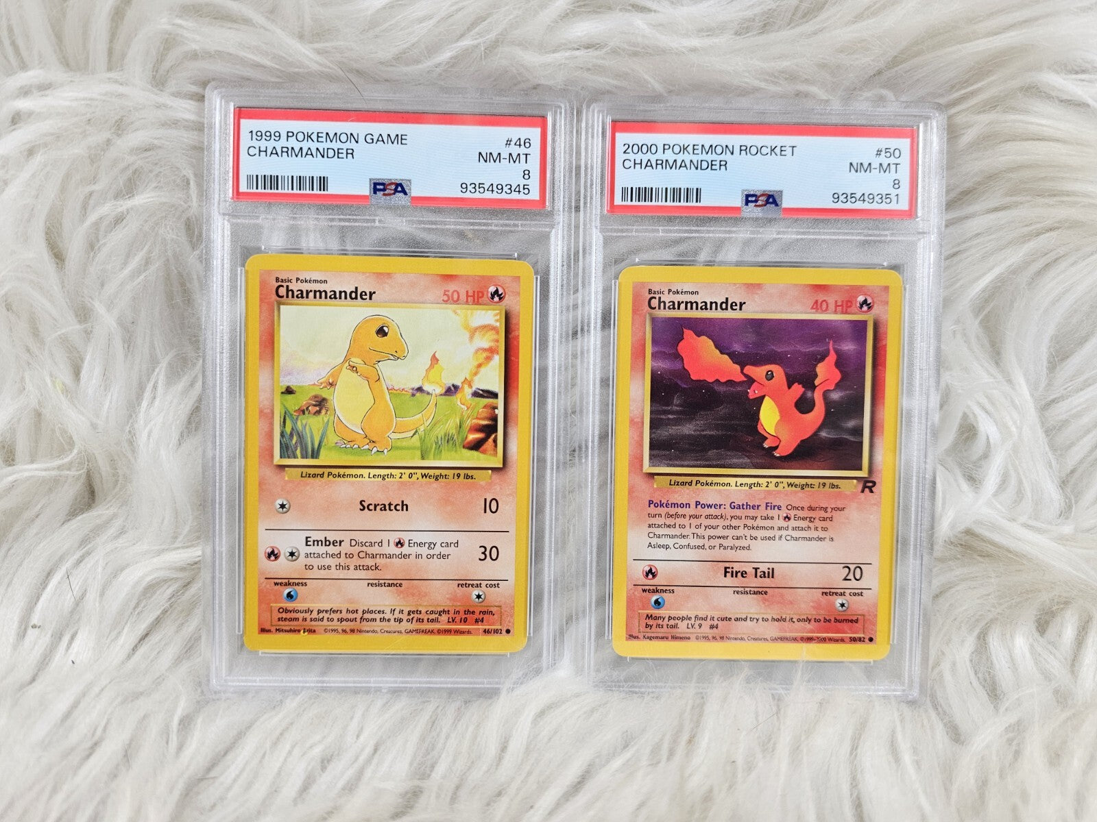 1999/2000 - 2 PSA 8 MINT Pokemon Game Unlimited Base Set Charmander #46 #50 Rocket