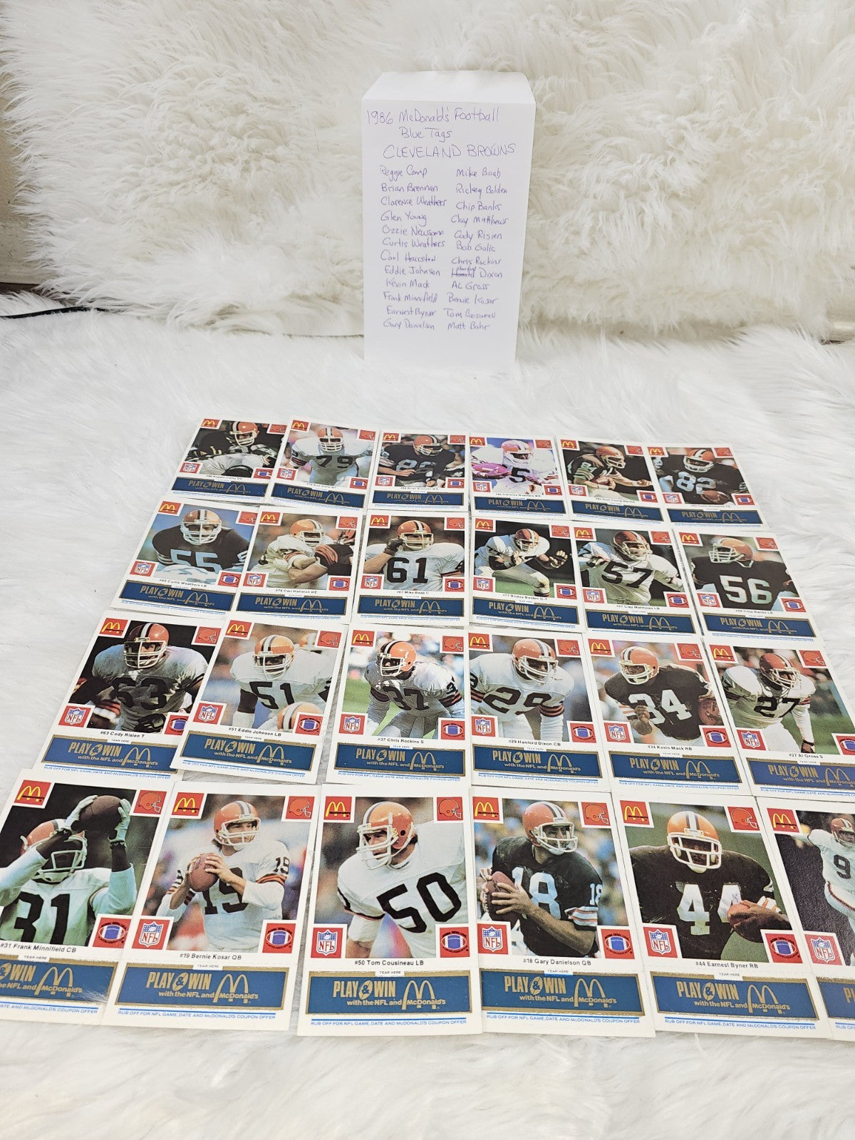 1986 - McDonald's Cards NFL Cleveland Browns 24 Blue Tab Unscratched MINT