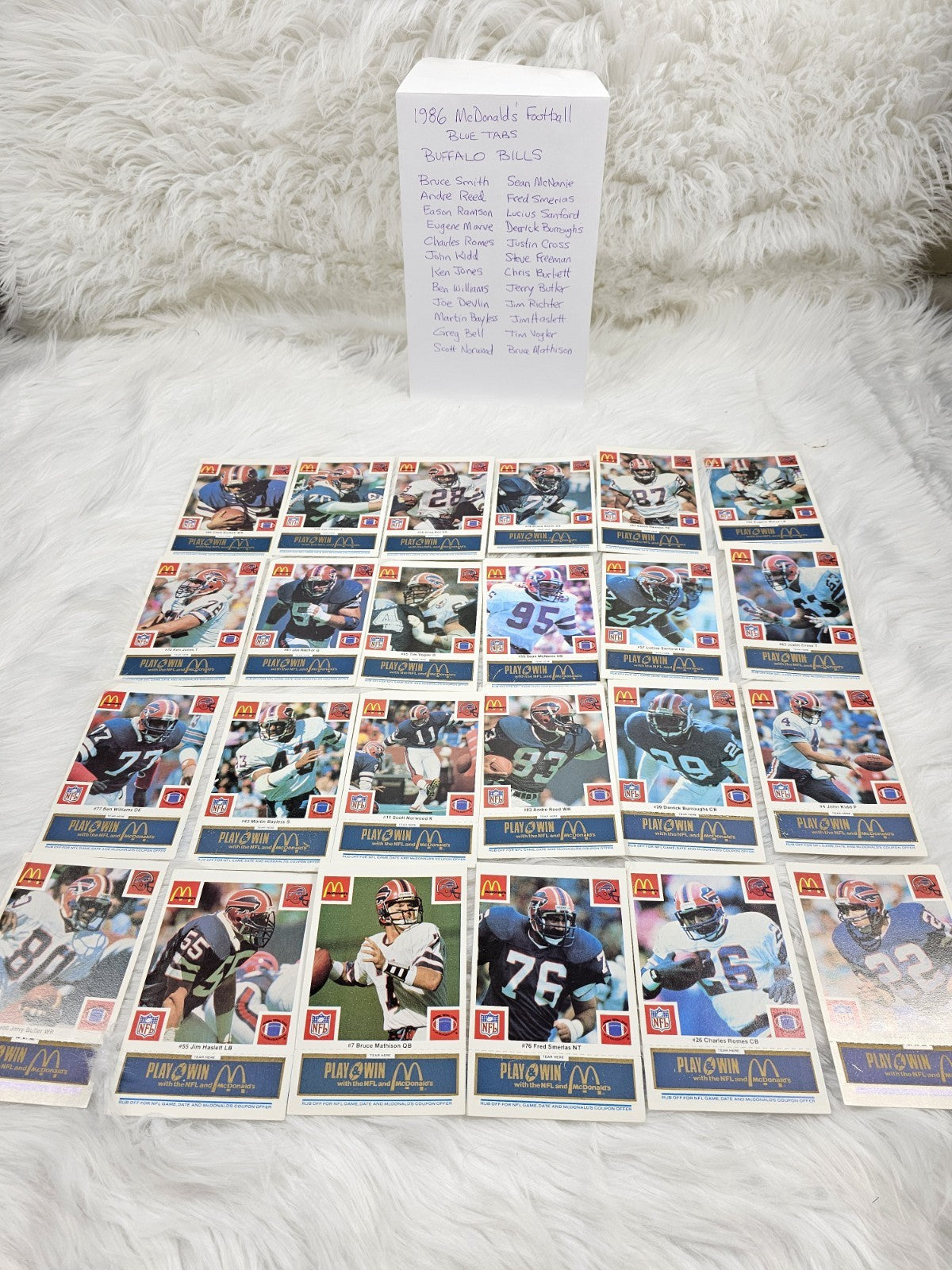 1986 - McDonald's Cards NFL Buffalo Bills (24) Blue Tab Unscratched MINT