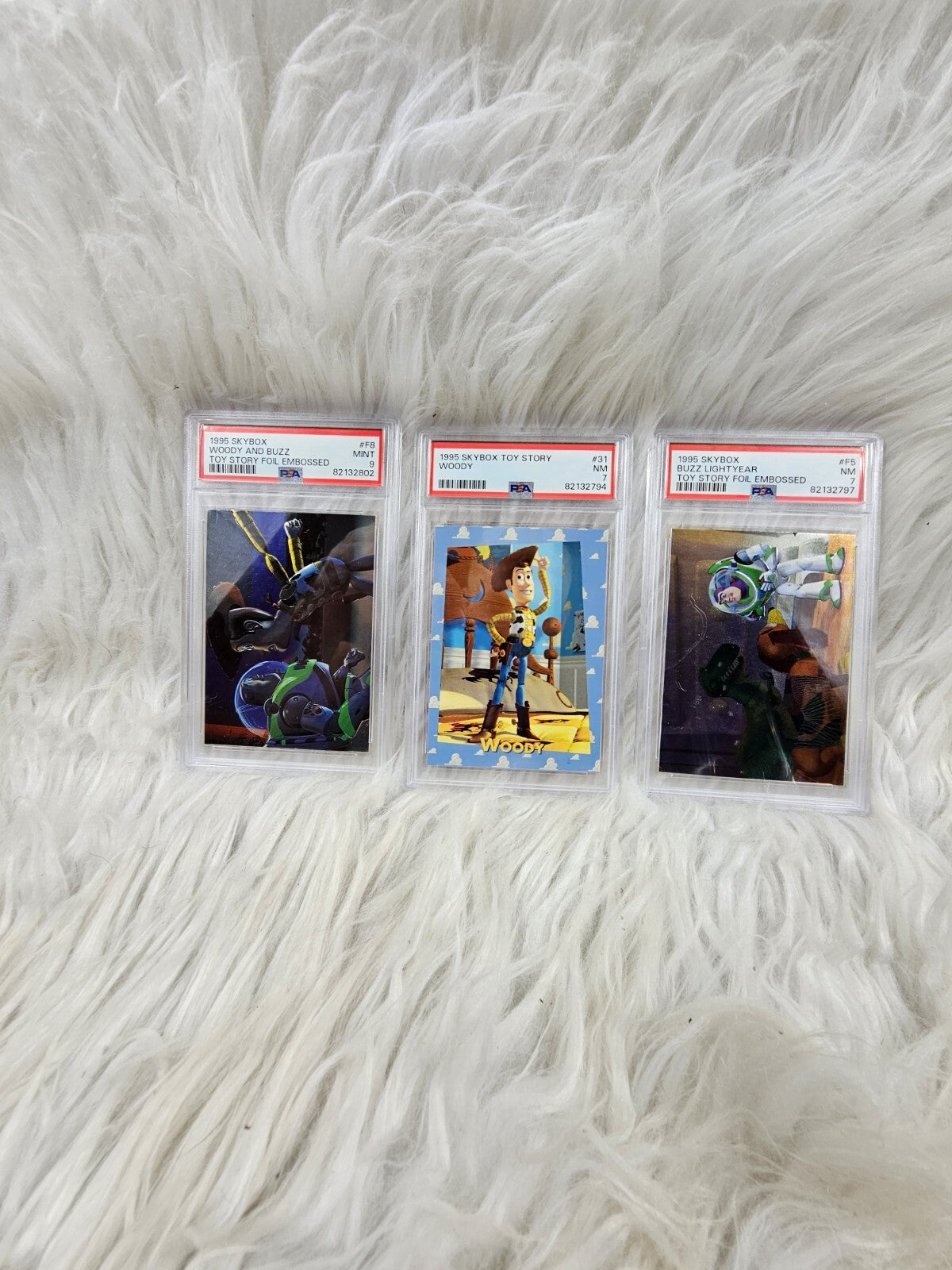 1995 - 4 Skybox Toy Story Trading Cards PSA - Mint 7-9 Foil Buzz Lightyear