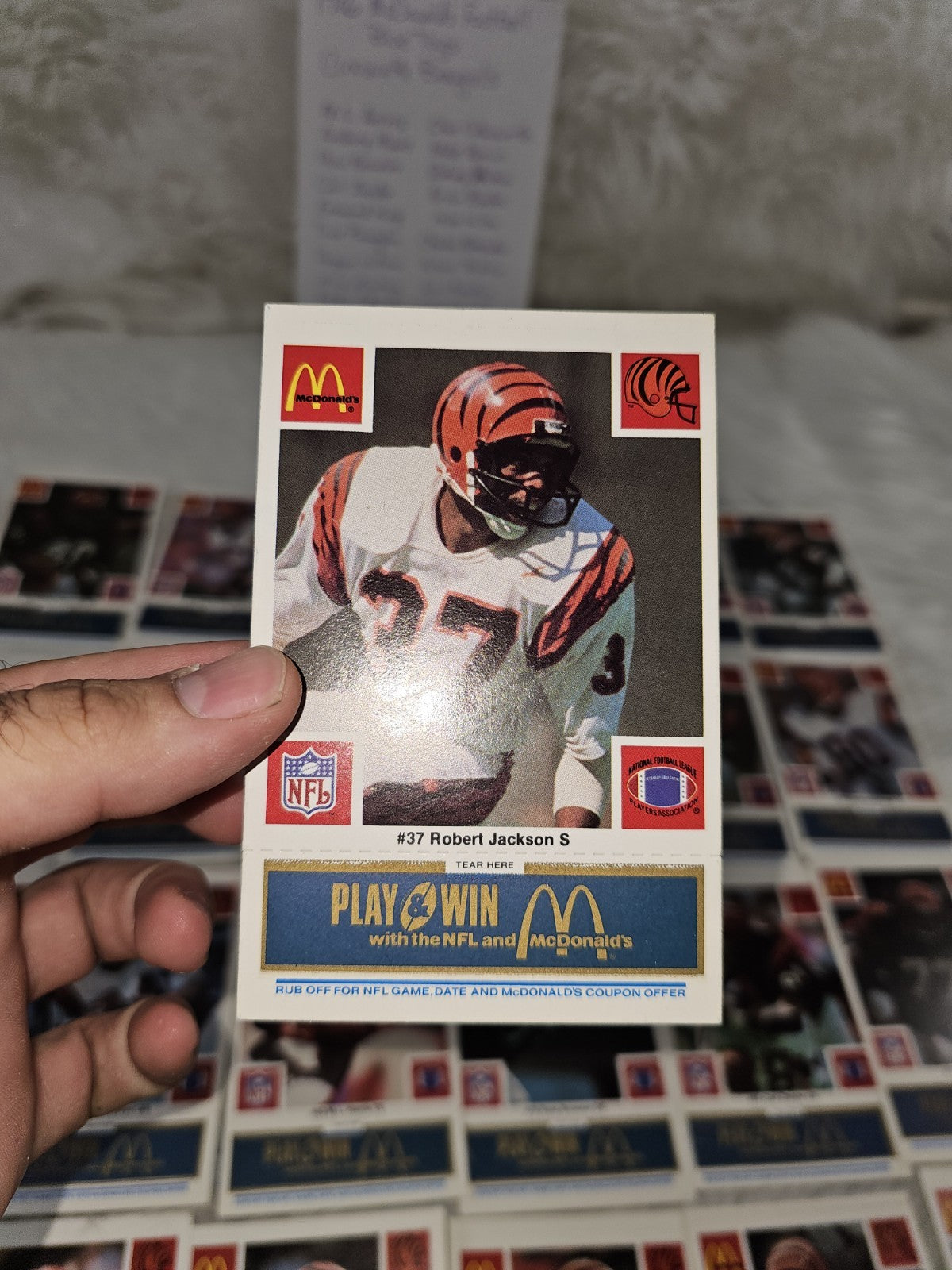 1986 - McDonald's Cards NFL Cincinnati Bengals [24] Blue Tab Unscratched MINT
