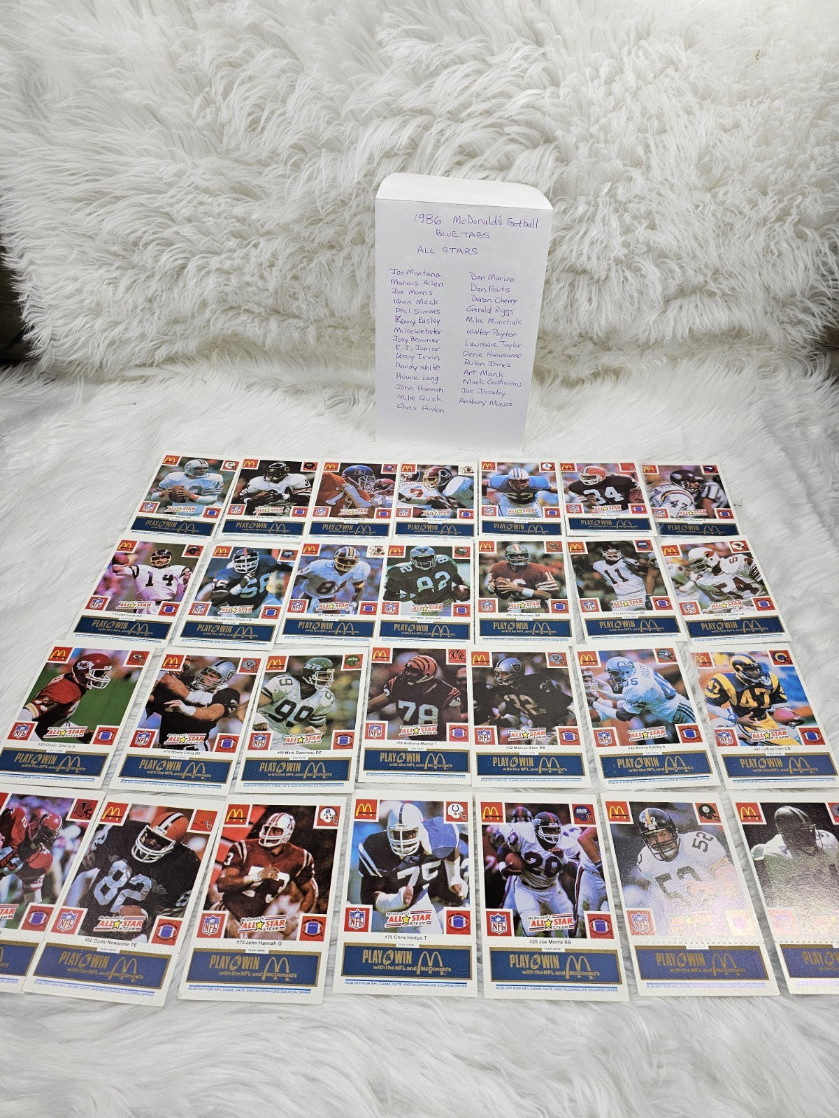 1986 - McDonald's Cards NFL All Star Team (24) Blue Tab Unscratched MINT