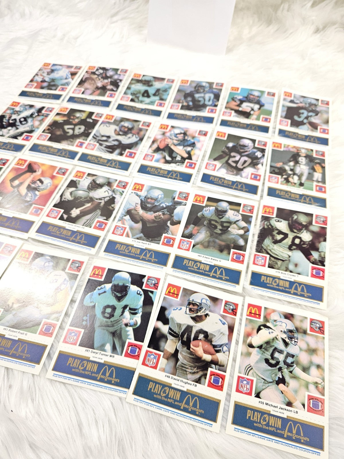 1986 Vtg McDonalds Cards NFL Seattle Seahawks (24) Blue Tab Unscratched MINT