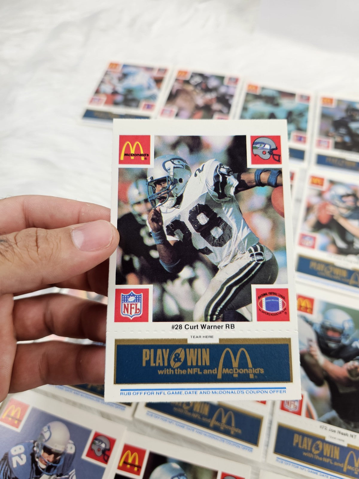 1986 Vtg McDonalds Cards NFL Seattle Seahawks (24) Blue Tab Unscratched MINT