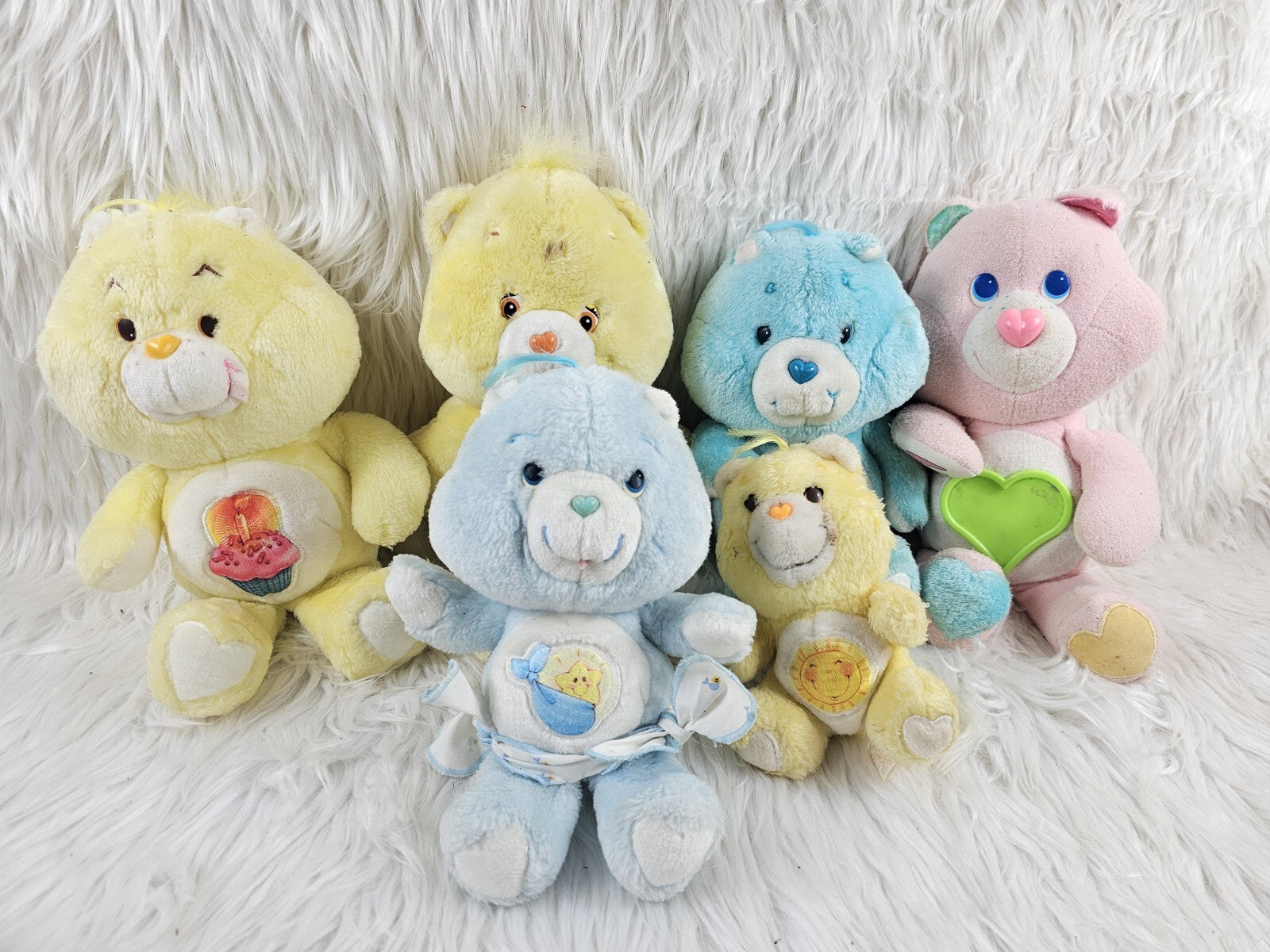 Vintage - 6 Care Bear Lot Stuffed Plush Bears