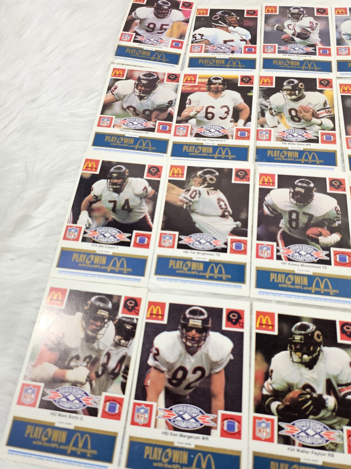 1986 - McDonald's Cards Cards NFL Chicago Bears Superbowl (24) Blue Tab Unscratched MINT