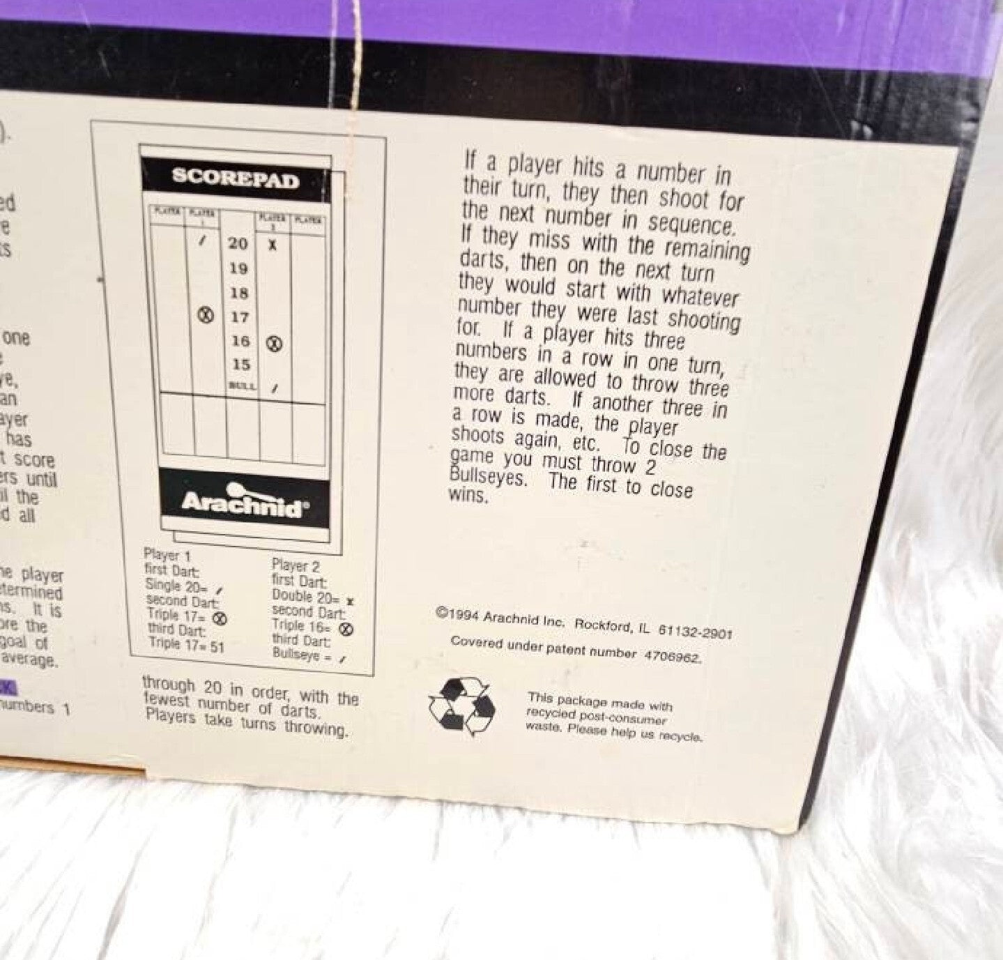 1994 - New Old Stock Arachnid Classic Dart Board 18 inch, 3 starter darts/tips