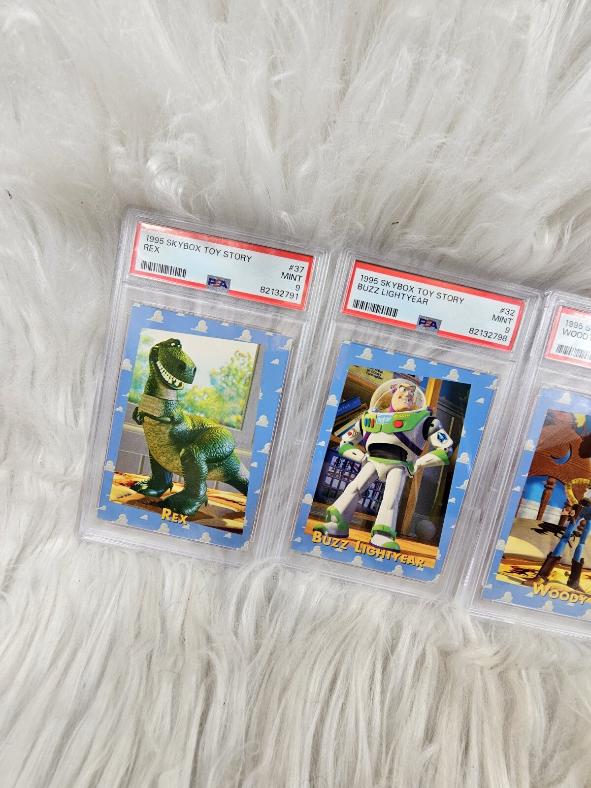 1995 - 6 Skybox Toy Story Trading Cards PSA - Mint 8-9 Buzz Lightyear- Woo