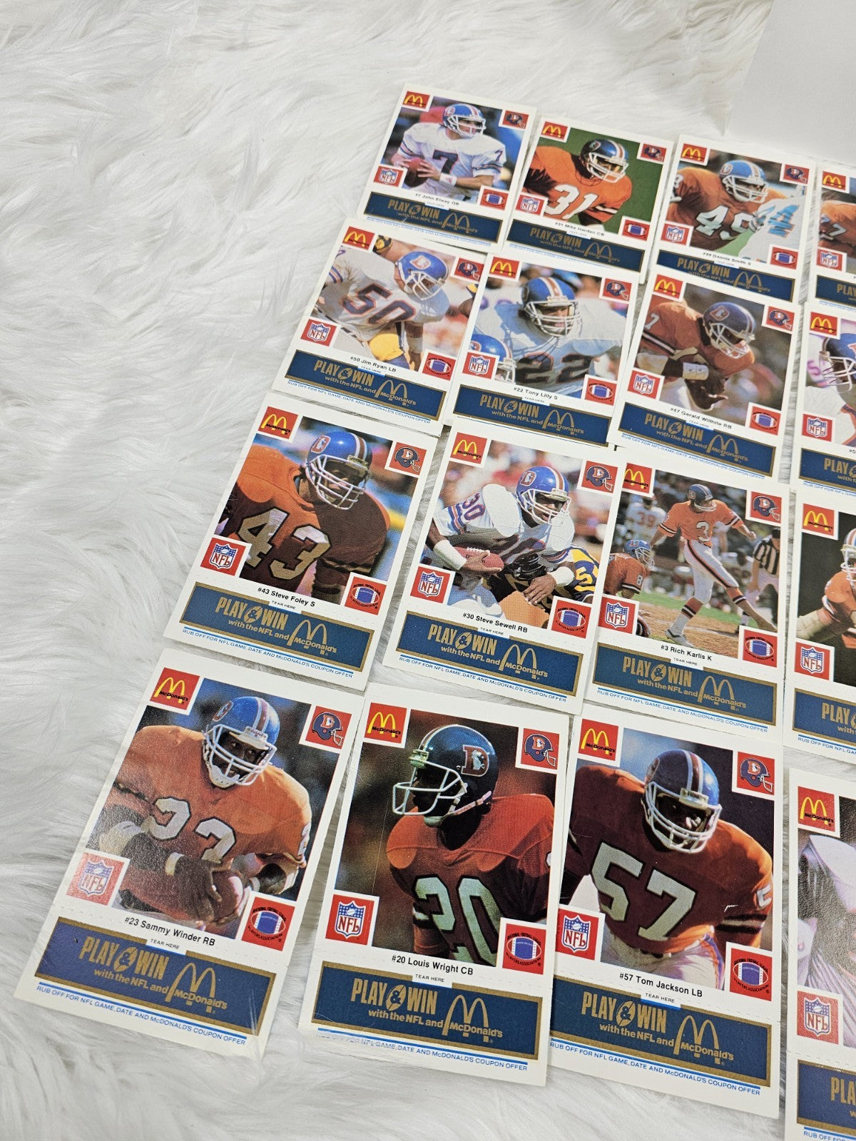 1986 - McDonald's Cards Denver Broncos Set of (24) Blue Tab - Unscratched MINT CONDITION