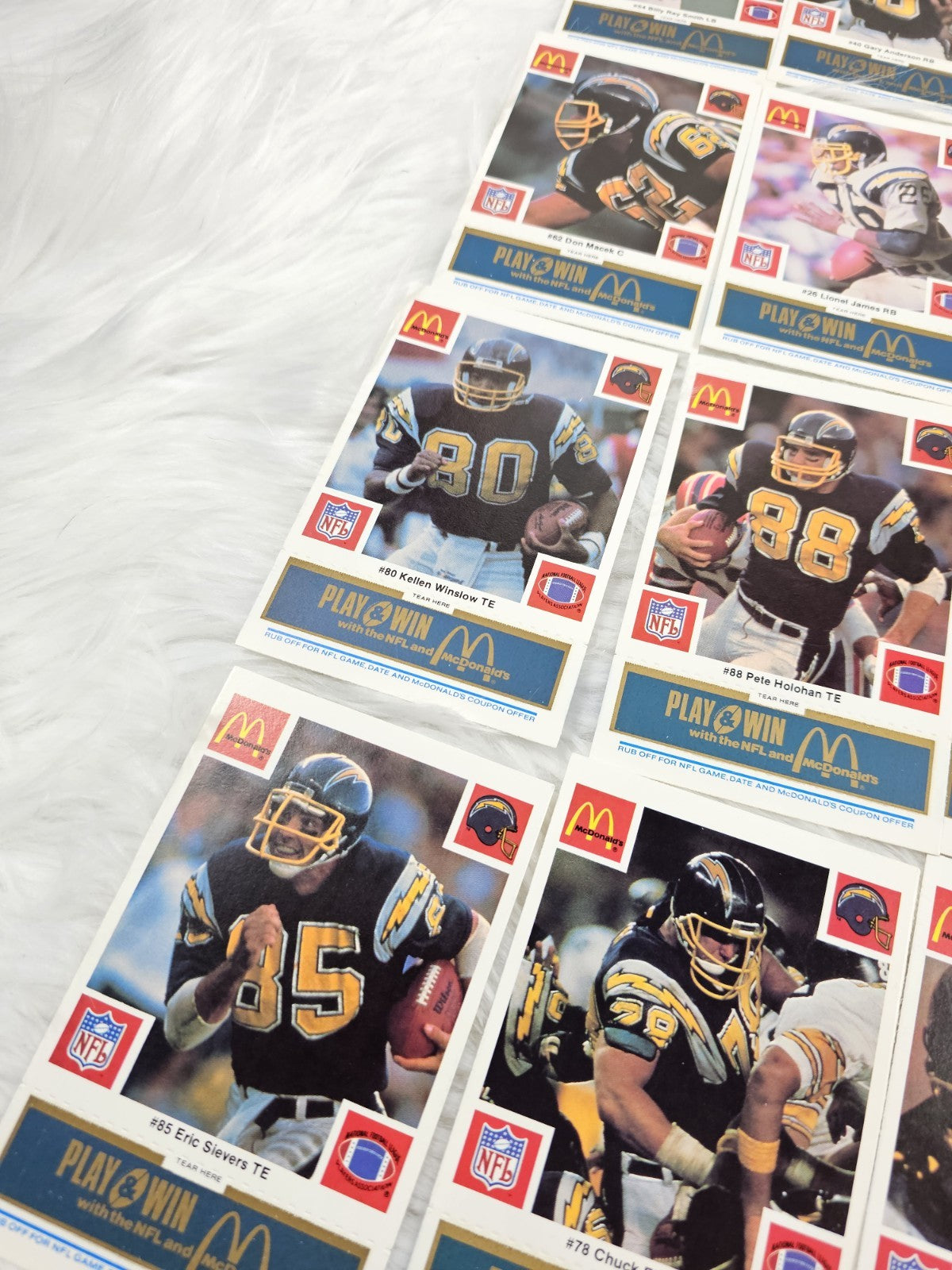 1986 Vtg McDonalds Cards NFL Los Angeles Chargers (24) Blue Tab Unscratched MINT