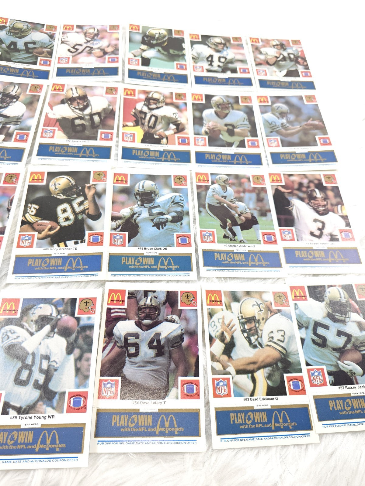 1986 - McDonald's Cards NFL New Orleans Saints (24) Blue Tab Unscratched MINT