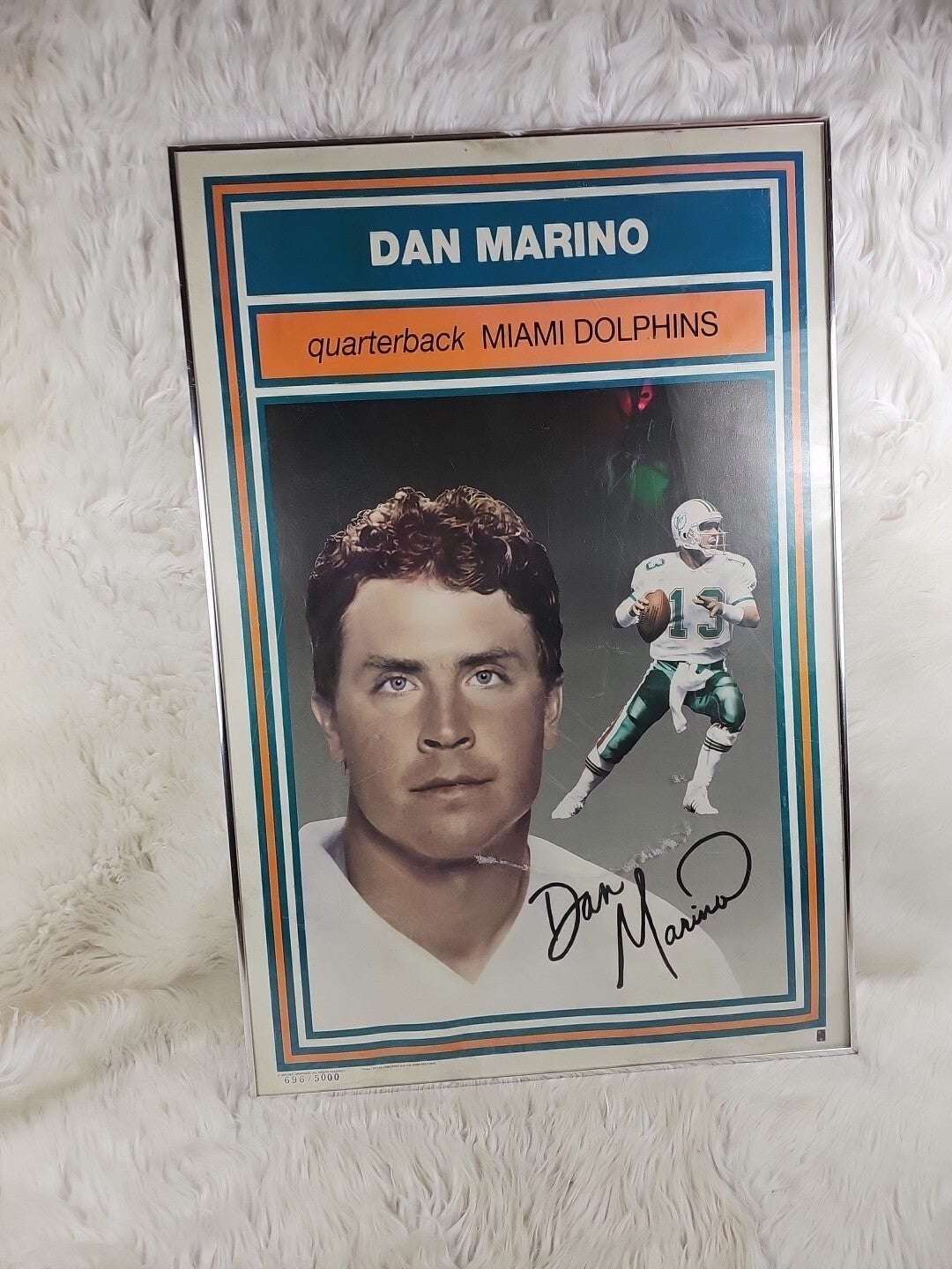 Super Rare Dan Marino Signed Framed 36 x 24in Miami Dolphins Photo 696/5000