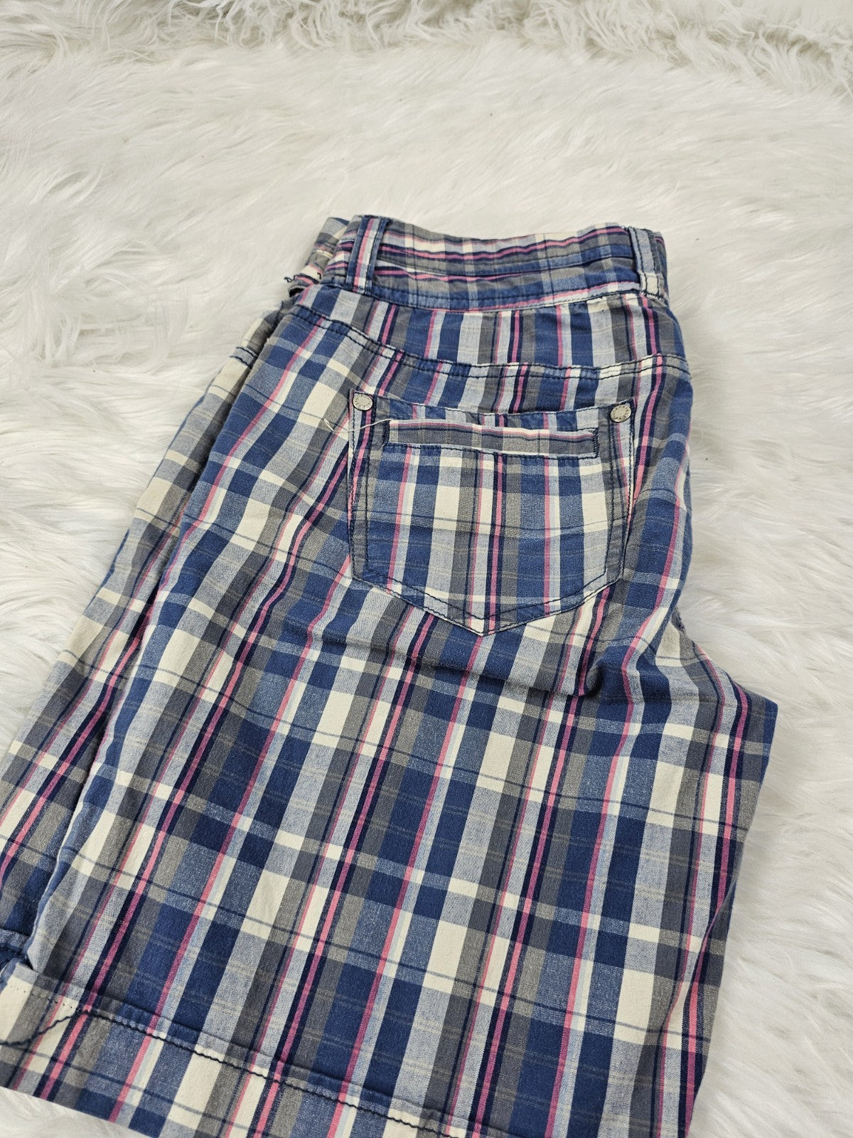 Y2K - GUESS Striped Shorts Women's Blue W26 Discontinued